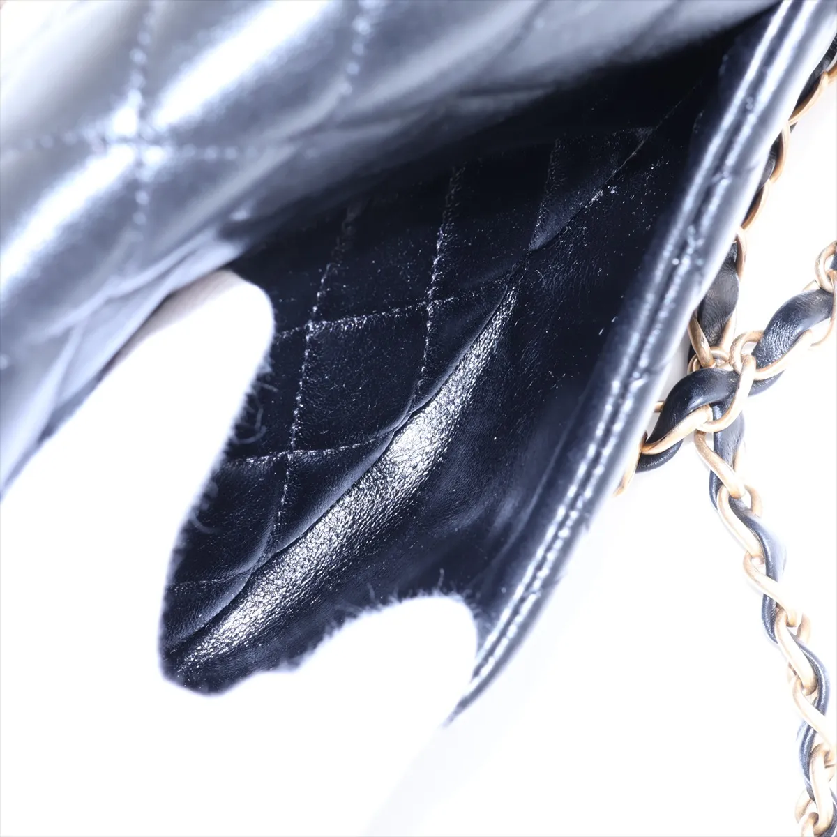 [Individually packaged] Chanel Matelassé Lambskin Single Flap Double Chain Bag, Black with Gold Hardware, PJ96XCAH, Random Plate, AS4459 — view 12