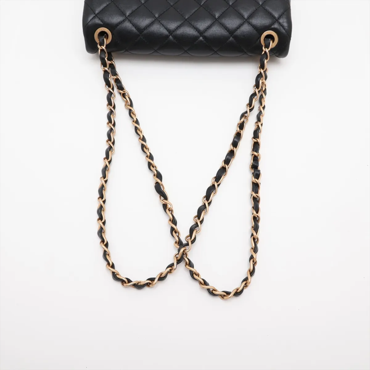 [Individually packaged] Chanel Matelassé Lambskin Single Flap Double Chain Bag, Black with Gold Hardware, PJ96XCAH, Random Plate, AS4459 — view 5