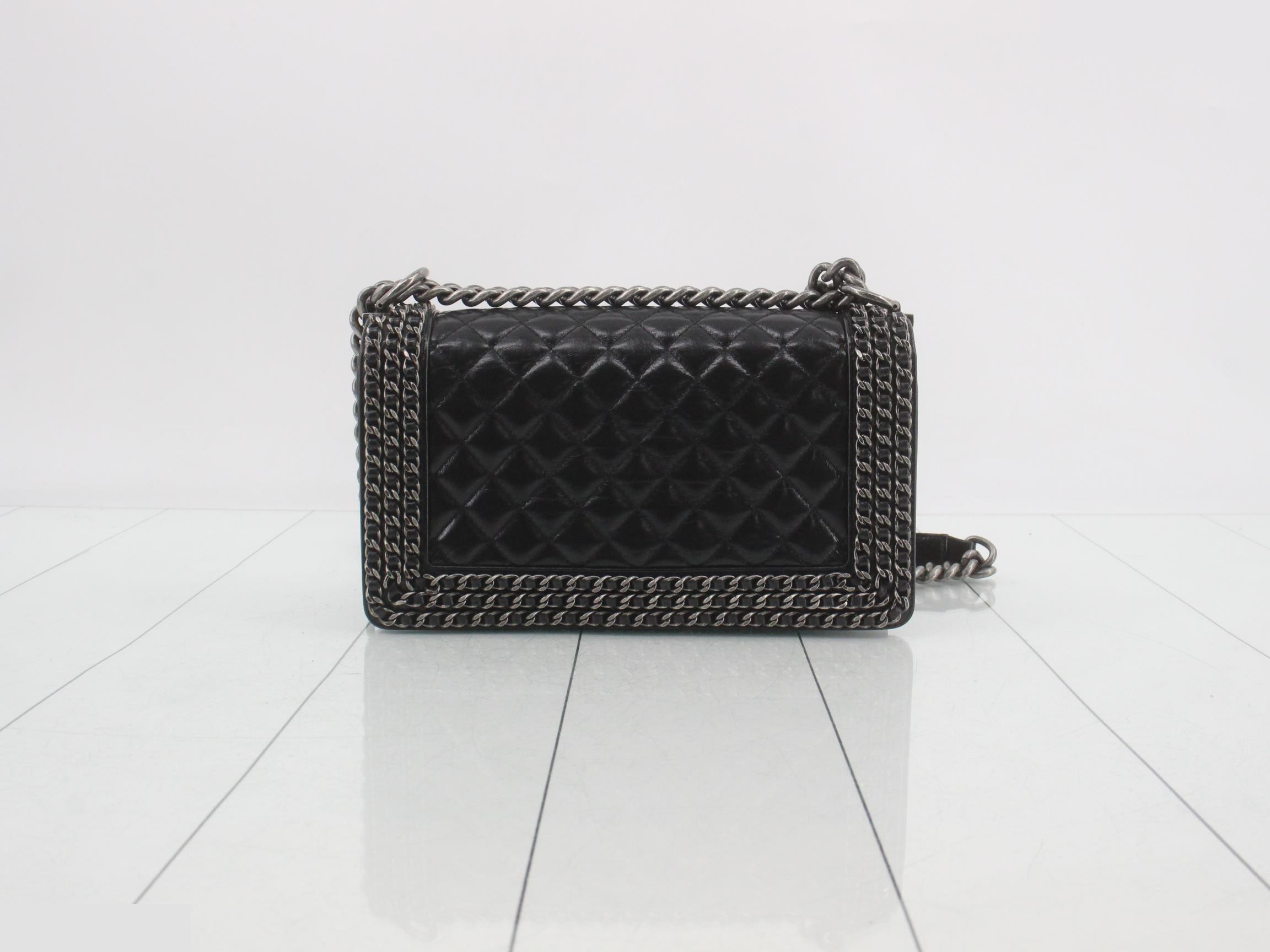 Boy Chanel Chain Shoulder Bag, Black — view 2