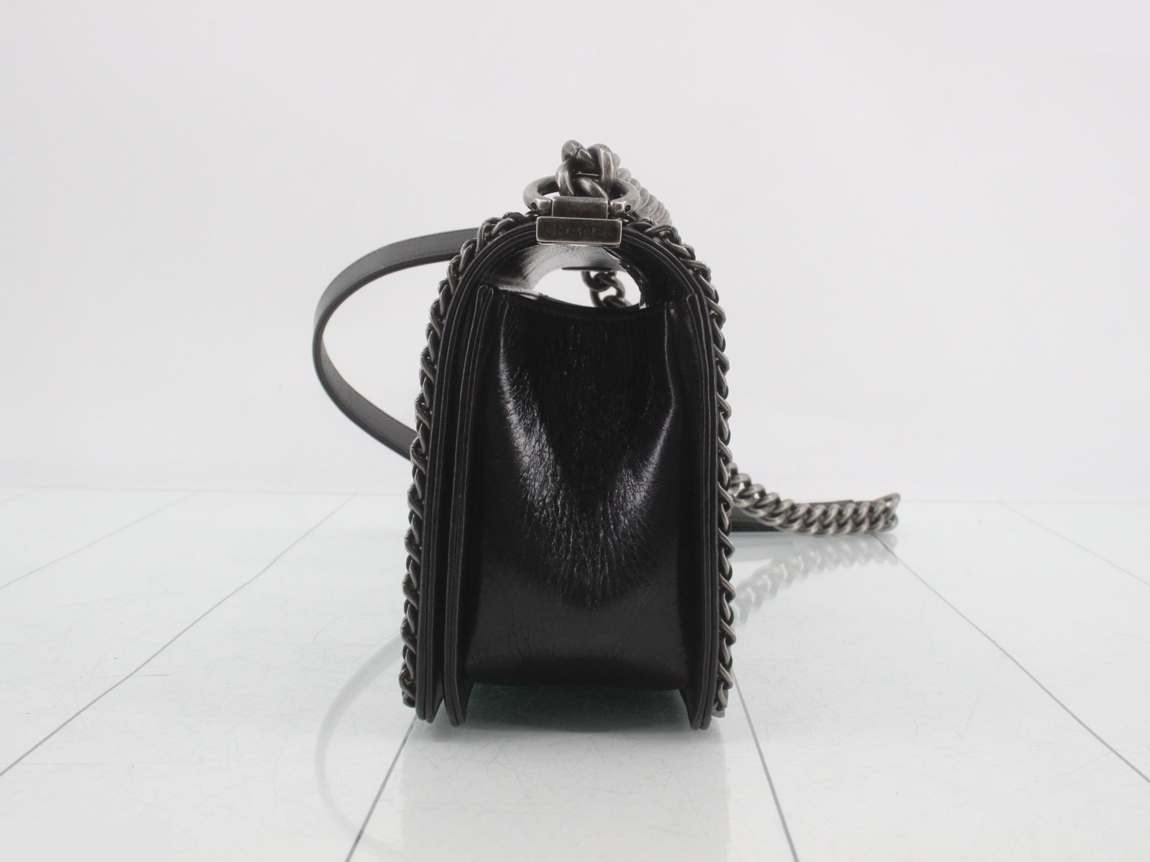 Boy Chanel Chain Shoulder Bag, Black — view 3