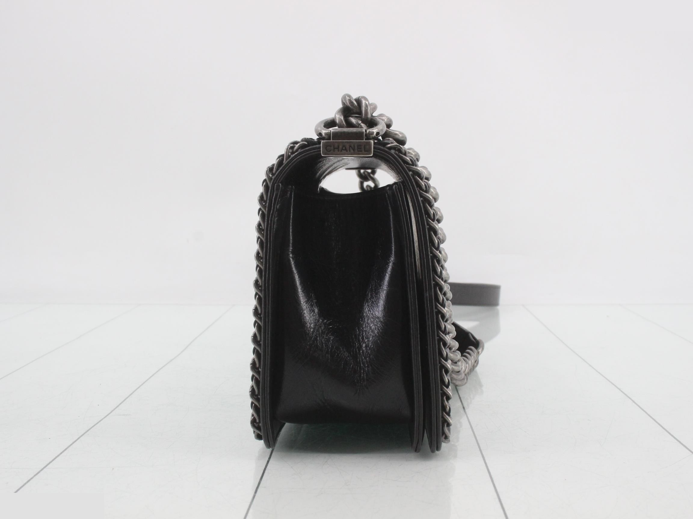Boy Chanel Chain Shoulder Bag, Black — view 4
