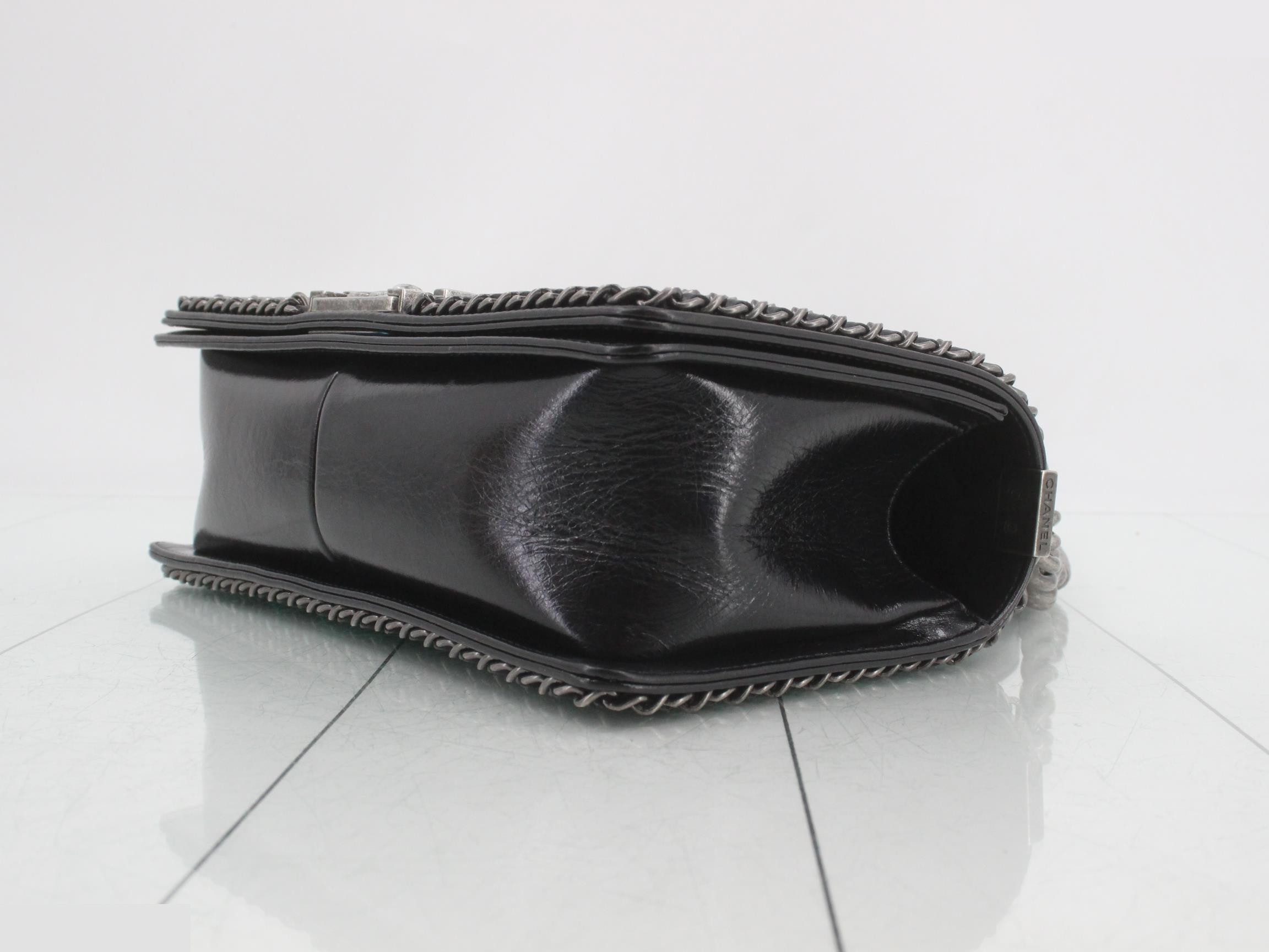 Boy Chanel Chain Shoulder Bag, Black — view 6