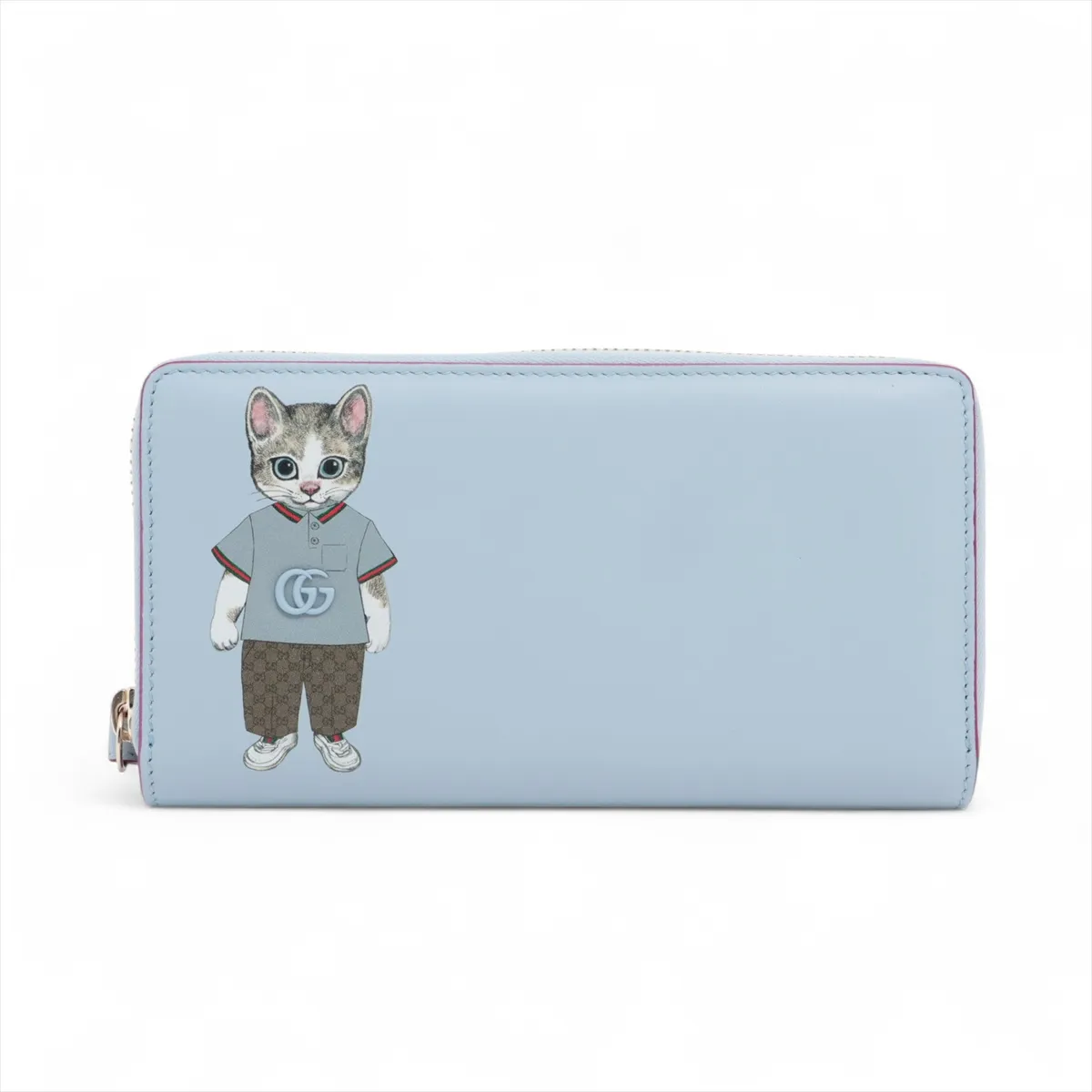 x Yuko Higuchi 847918 Leather Round Zip Wallet Blue