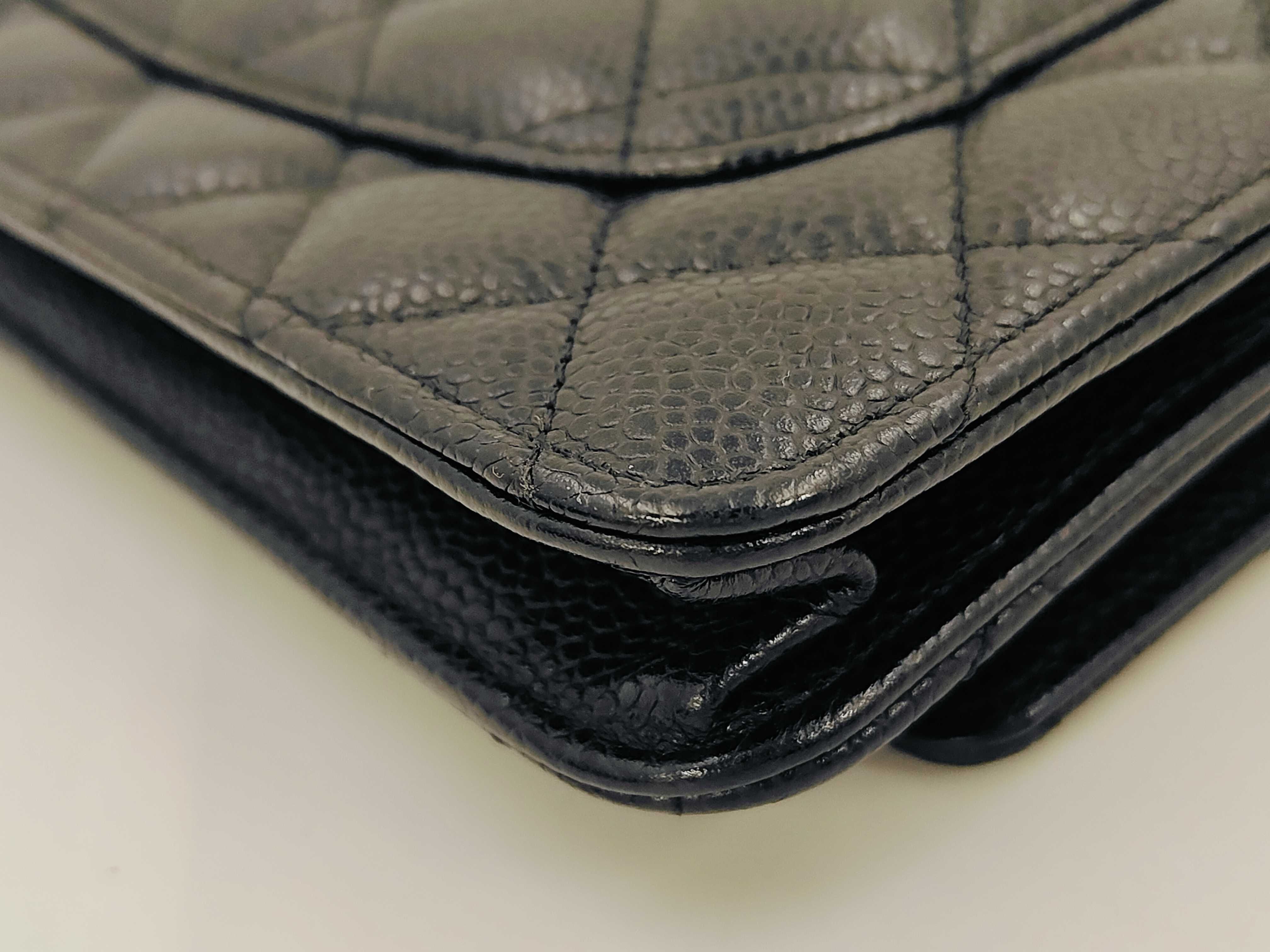 WOC Black Quilted Caviar Skin Shoulder Bag — view 7