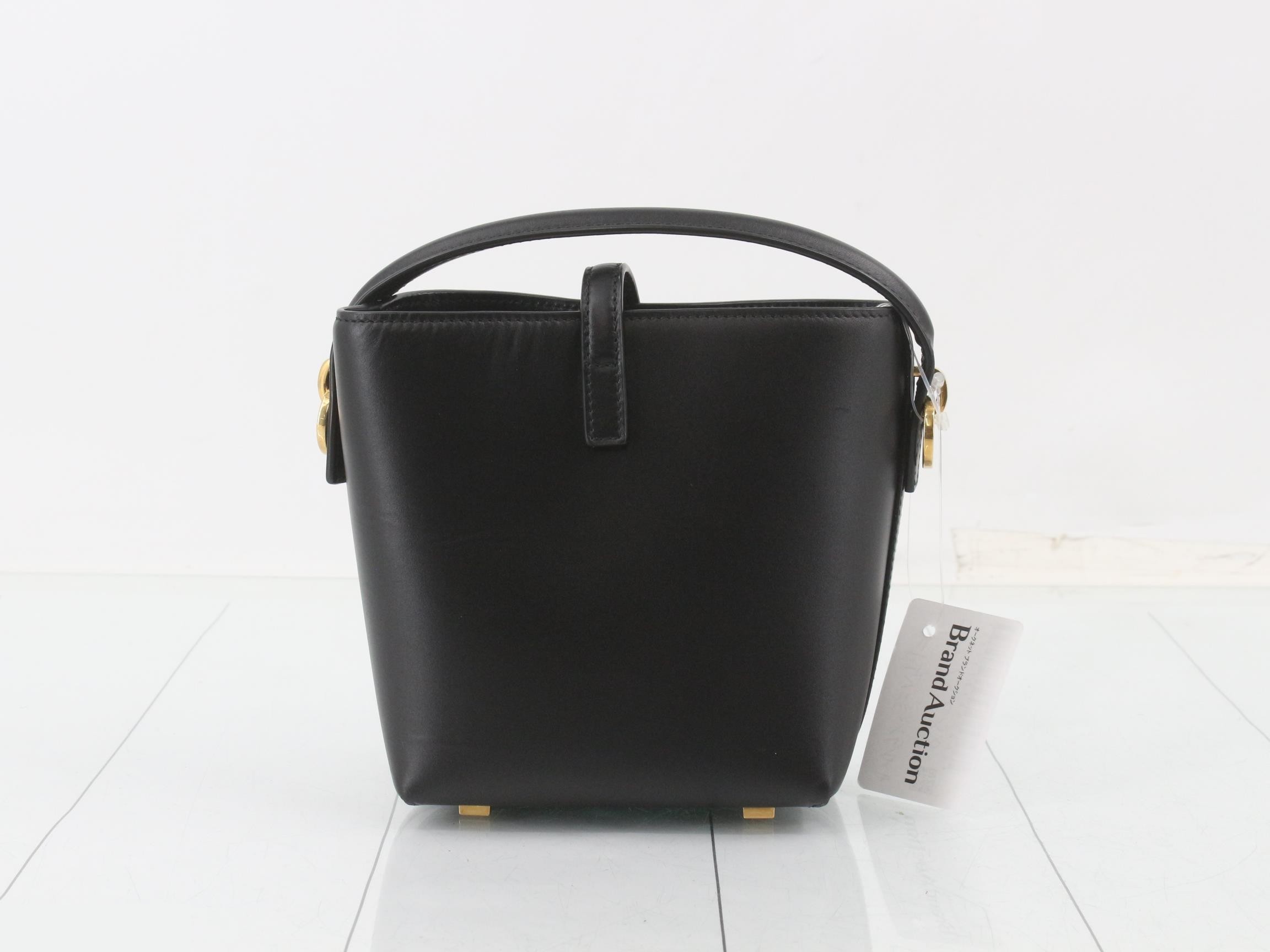 Mini Bucket Bag, Black Leather — view 2