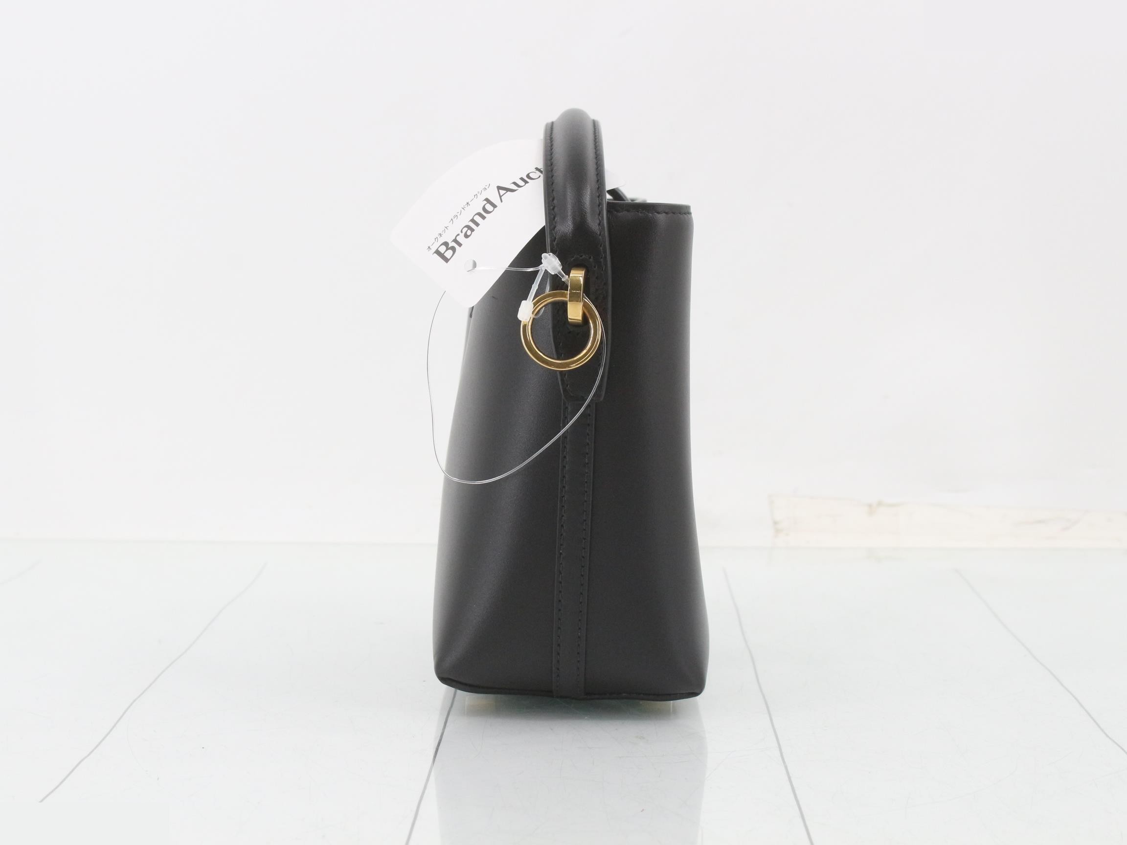 Mini Bucket Bag, Black Leather — view 4