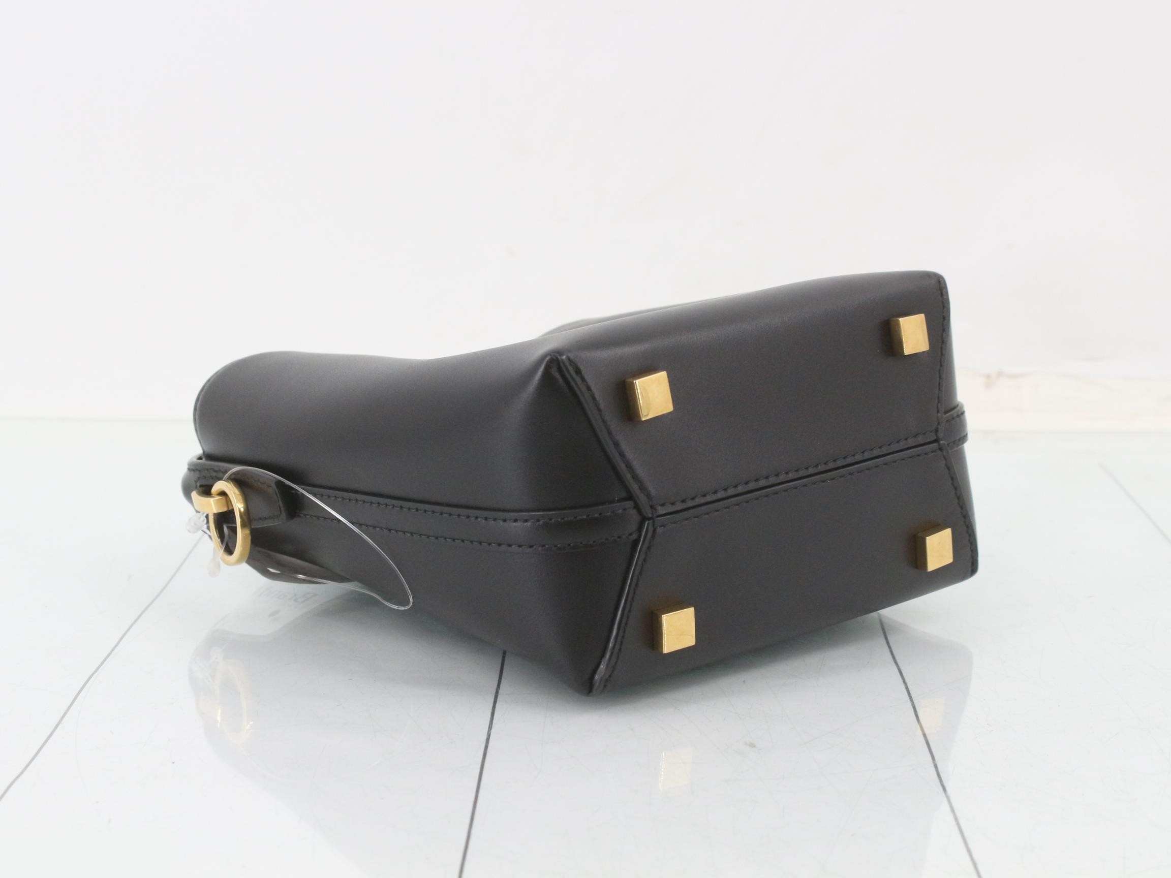 Mini Bucket Bag, Black Leather — view 5
