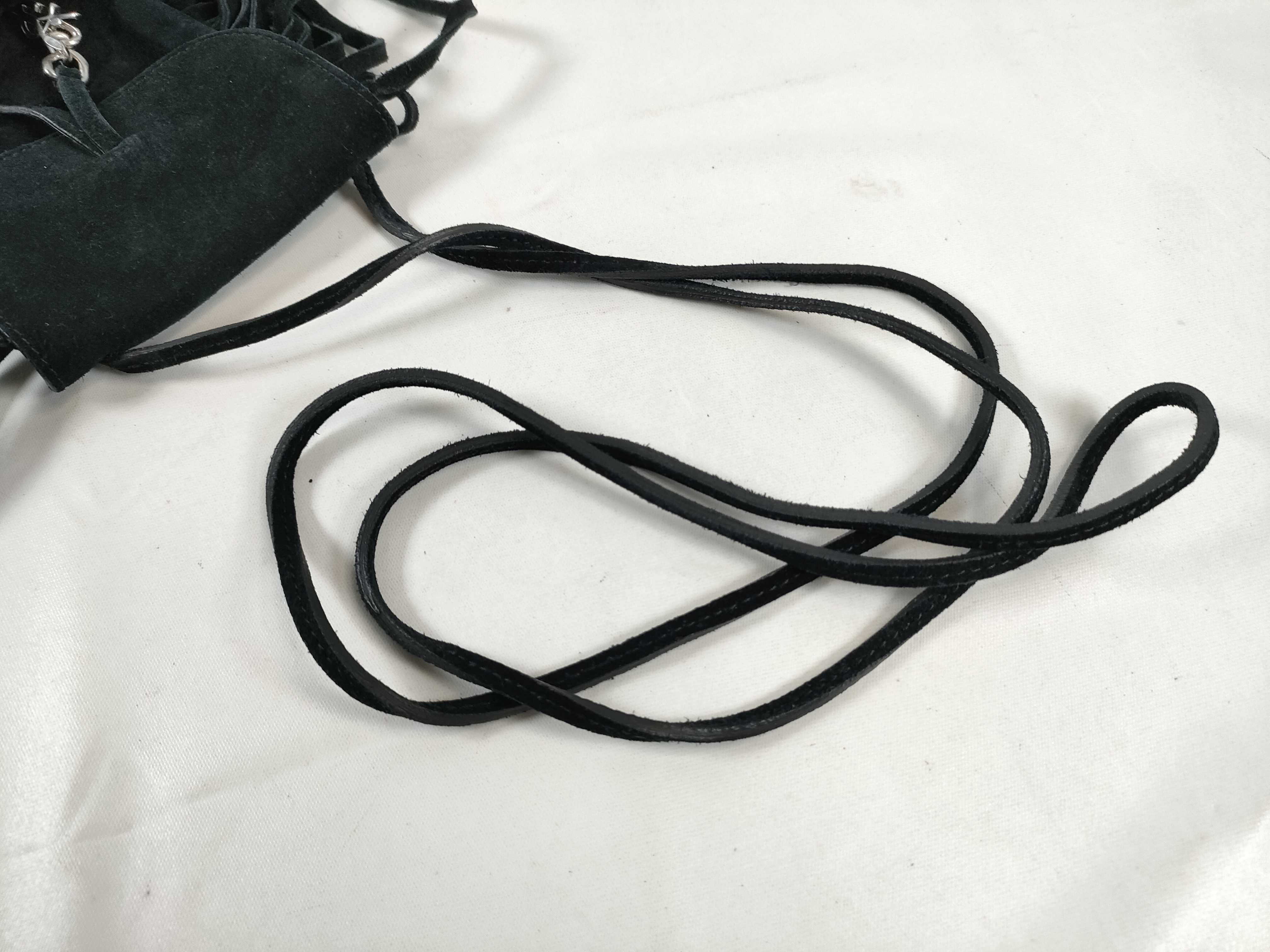 (Hedi Slimane era) Fringe Suede Shoulder Bag with YSL Hardware and Tassel, Black, with Dust Bag. — view 3