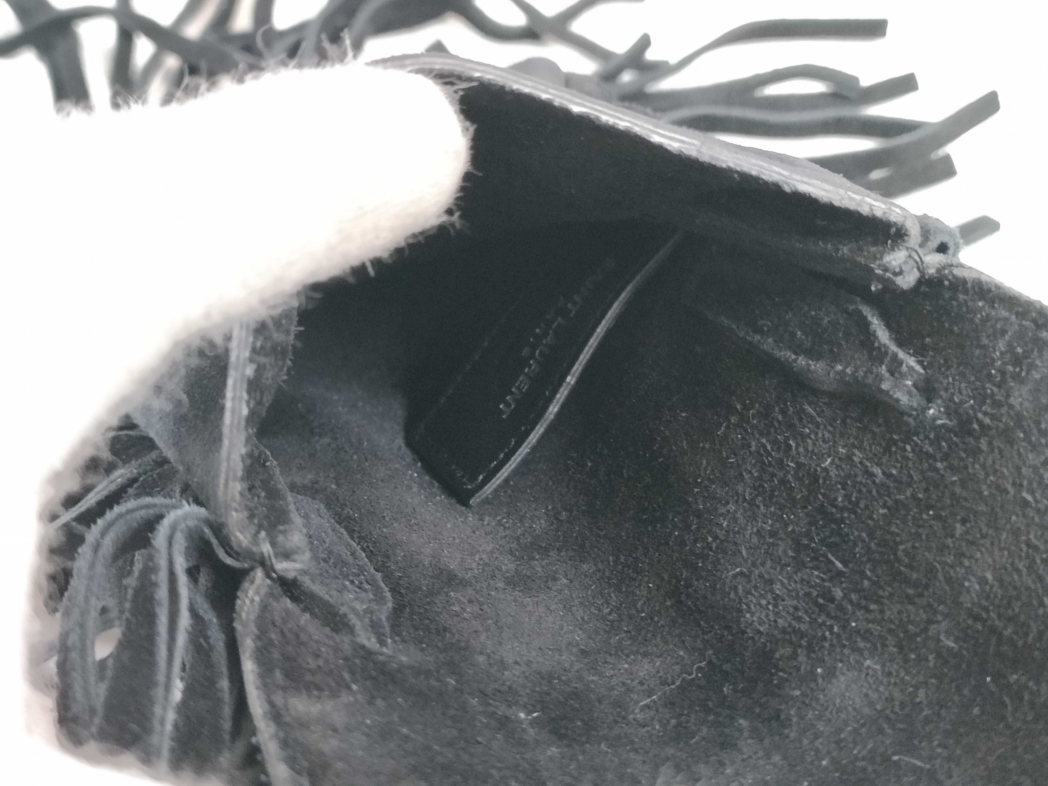 (Hedi Slimane era) Fringe Suede Shoulder Bag with YSL Hardware and Tassel, Black, with Dust Bag. — view 8