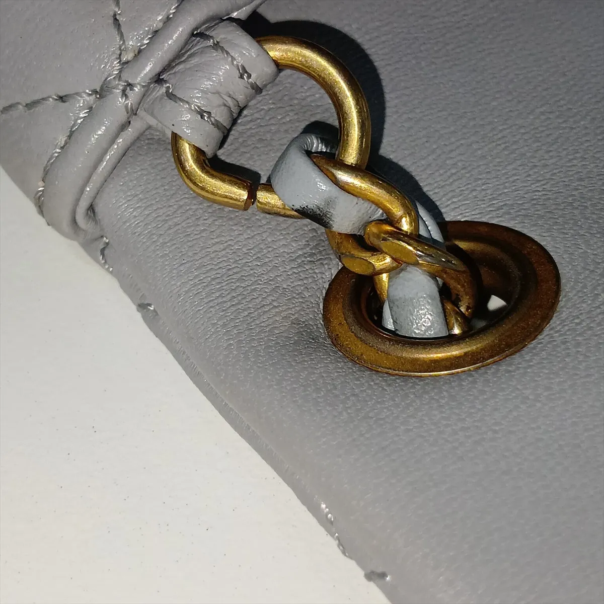 Mini Matelassé 20 Lambskin Chain Shoulder Bag, Coco Ball, Grey, Gold Hardware, A69900 — view 13