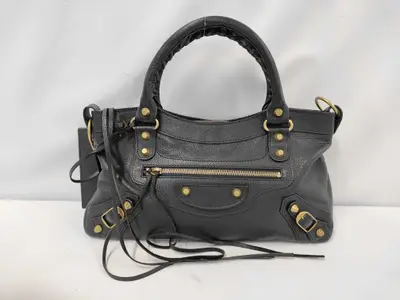 Leather 2-Way One-Shoulder Black Handbag