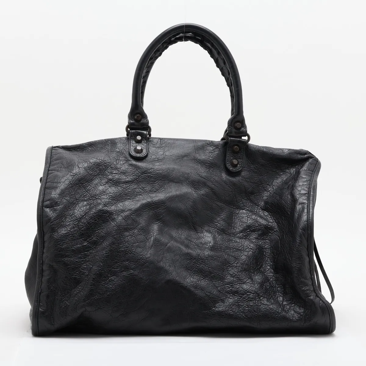 Leather 2-Way Handbag, Black, 278195, with Mirror — view 2