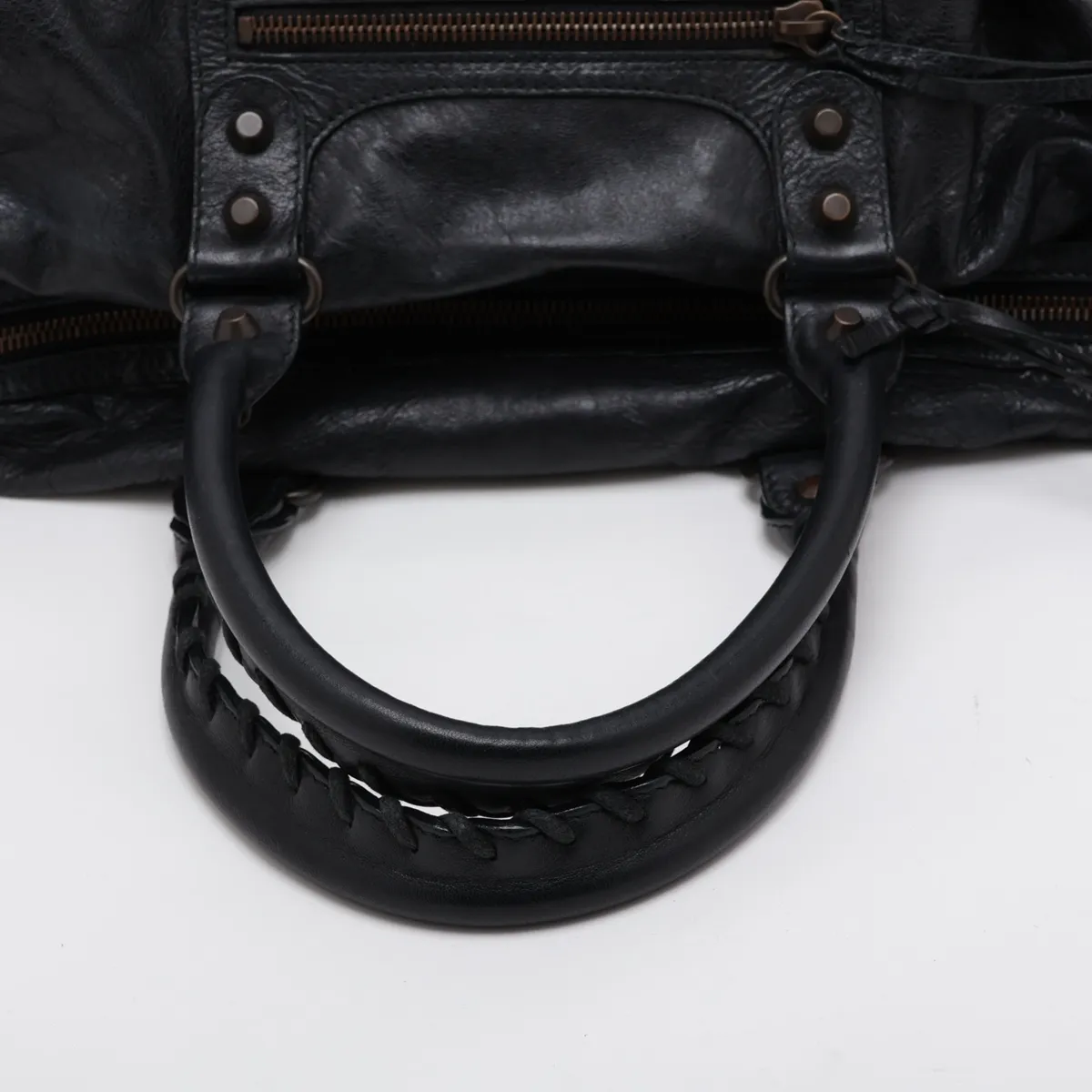 Leather 2-Way Handbag, Black, 278195, with Mirror — view 5