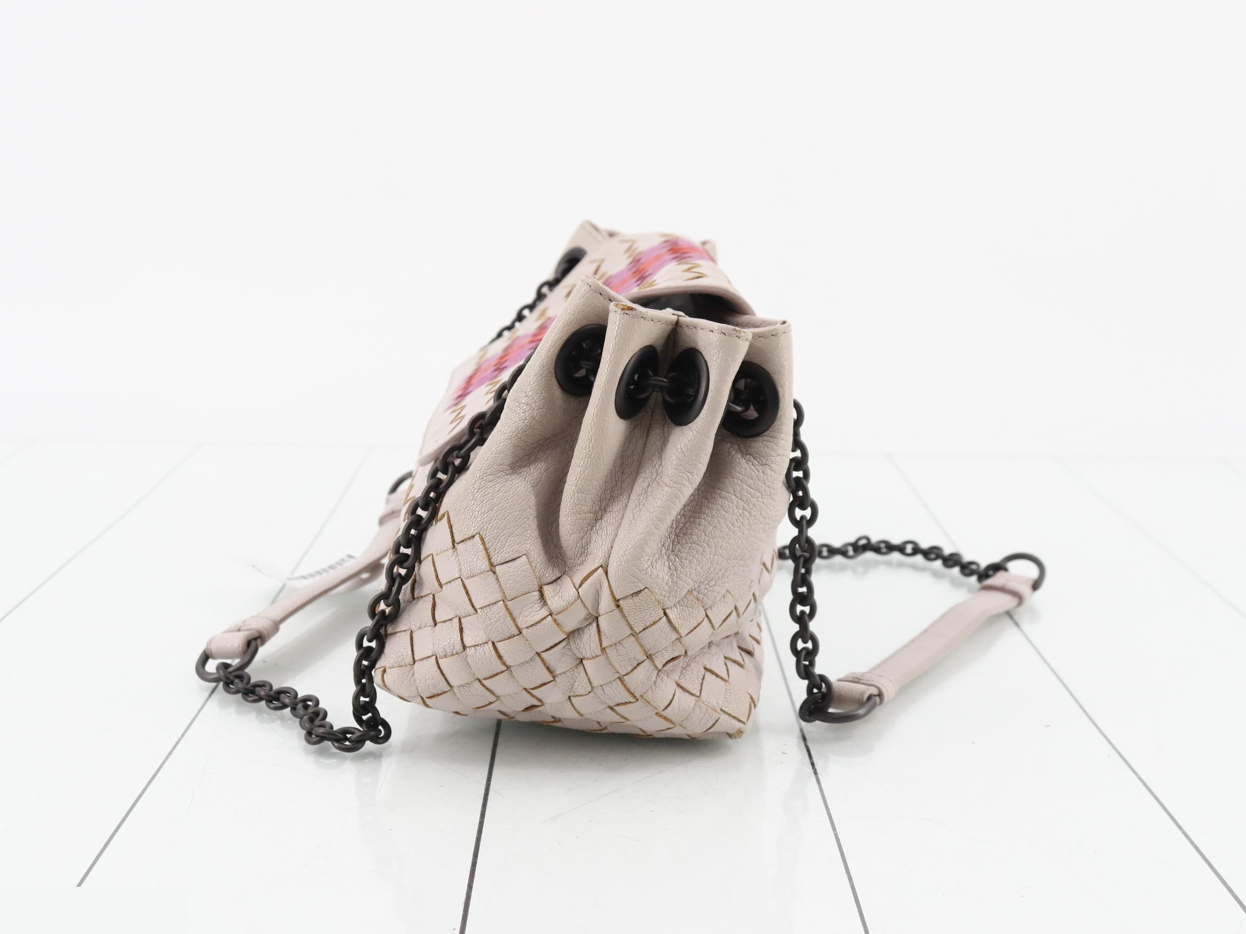 Intrecciato Leather Chain Shoulder Bag — view 3