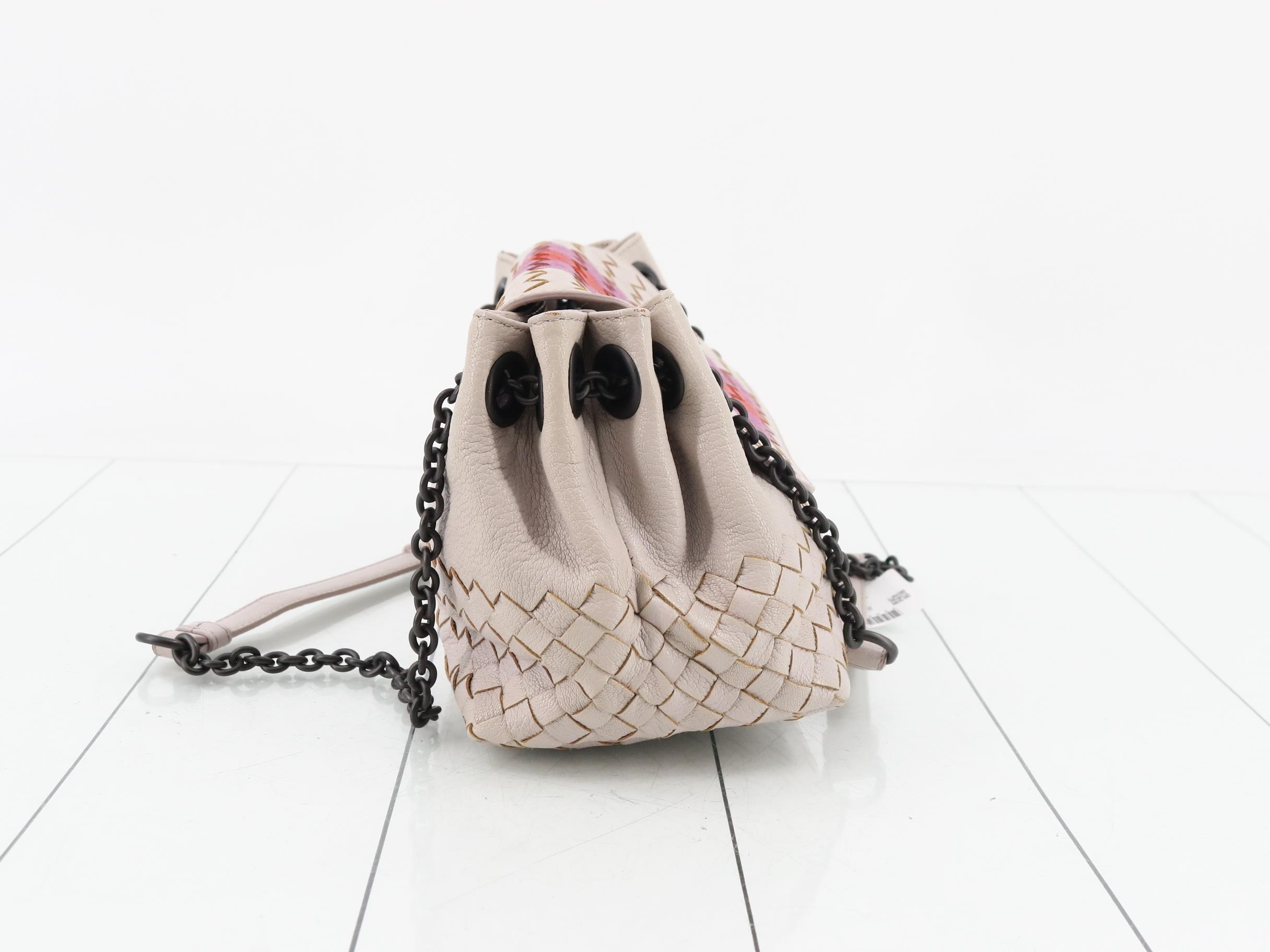 Intrecciato Leather Chain Shoulder Bag — view 4