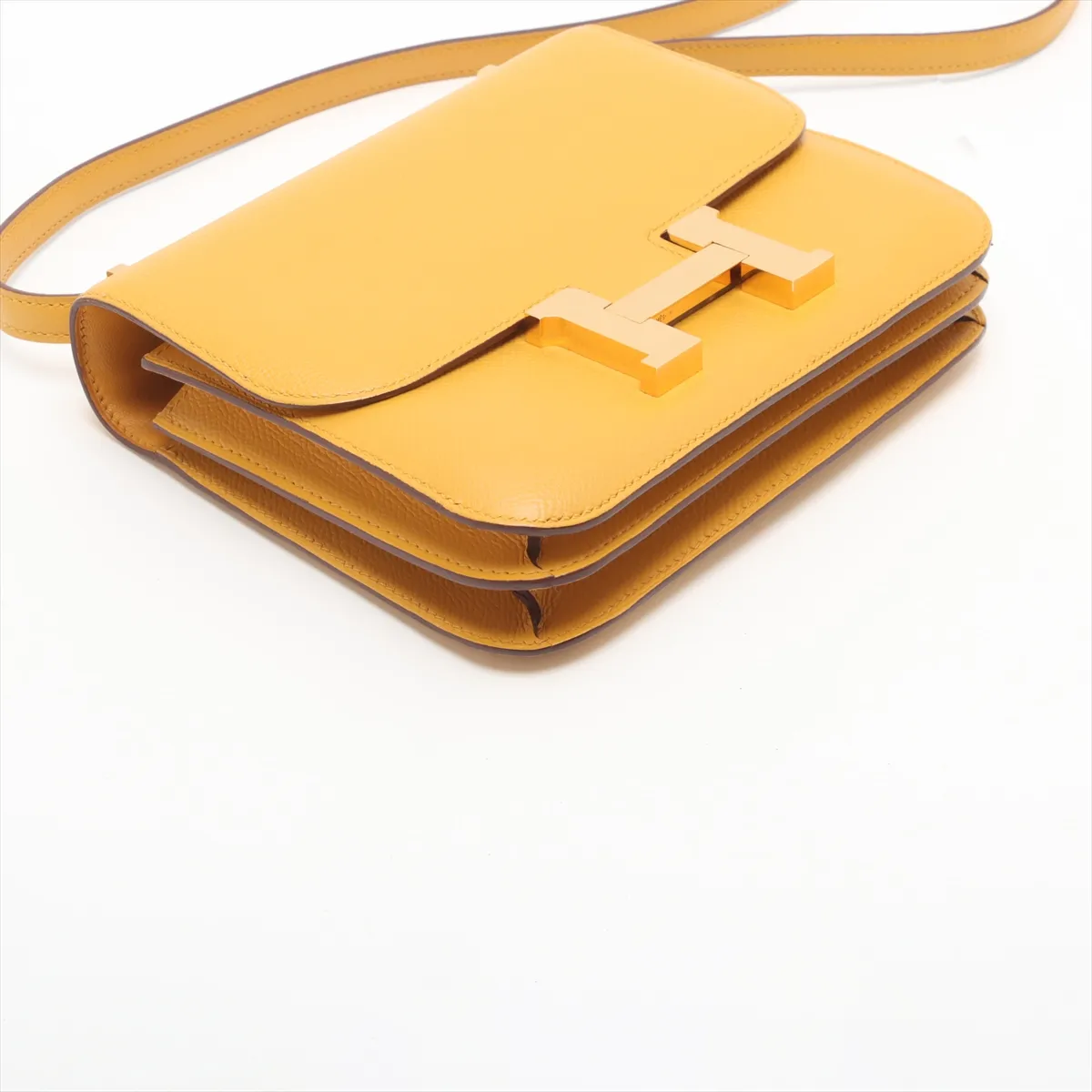 [Individually wrapped] Hermes Constance 3 Mini 18 Vaux Epson Jaune Ambre Gold hardware C: 2018 with initials X67089 — view 4