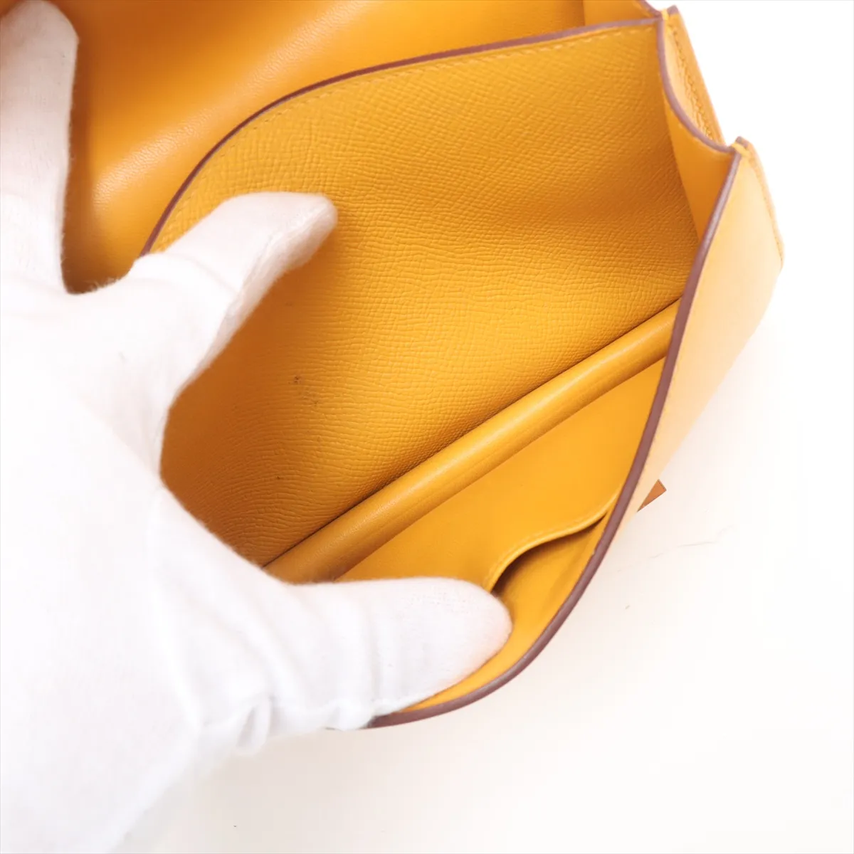 [Individually wrapped] Hermes Constance 3 Mini 18 Vaux Epson Jaune Ambre Gold hardware C: 2018 with initials X67089 — view 7