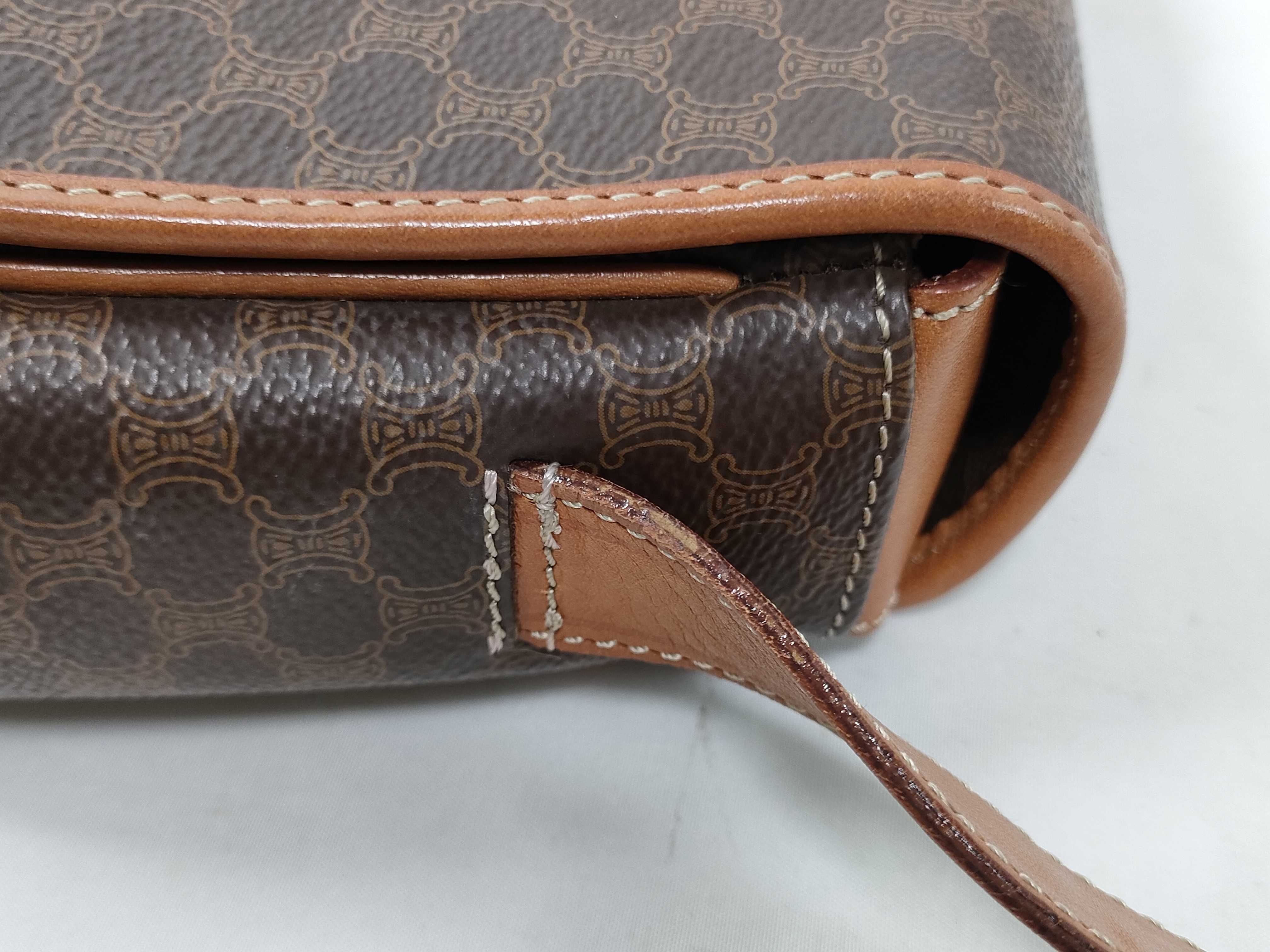 Macadam pattern PVC x leather brown shoulder bag with M14 stamp. — view 5