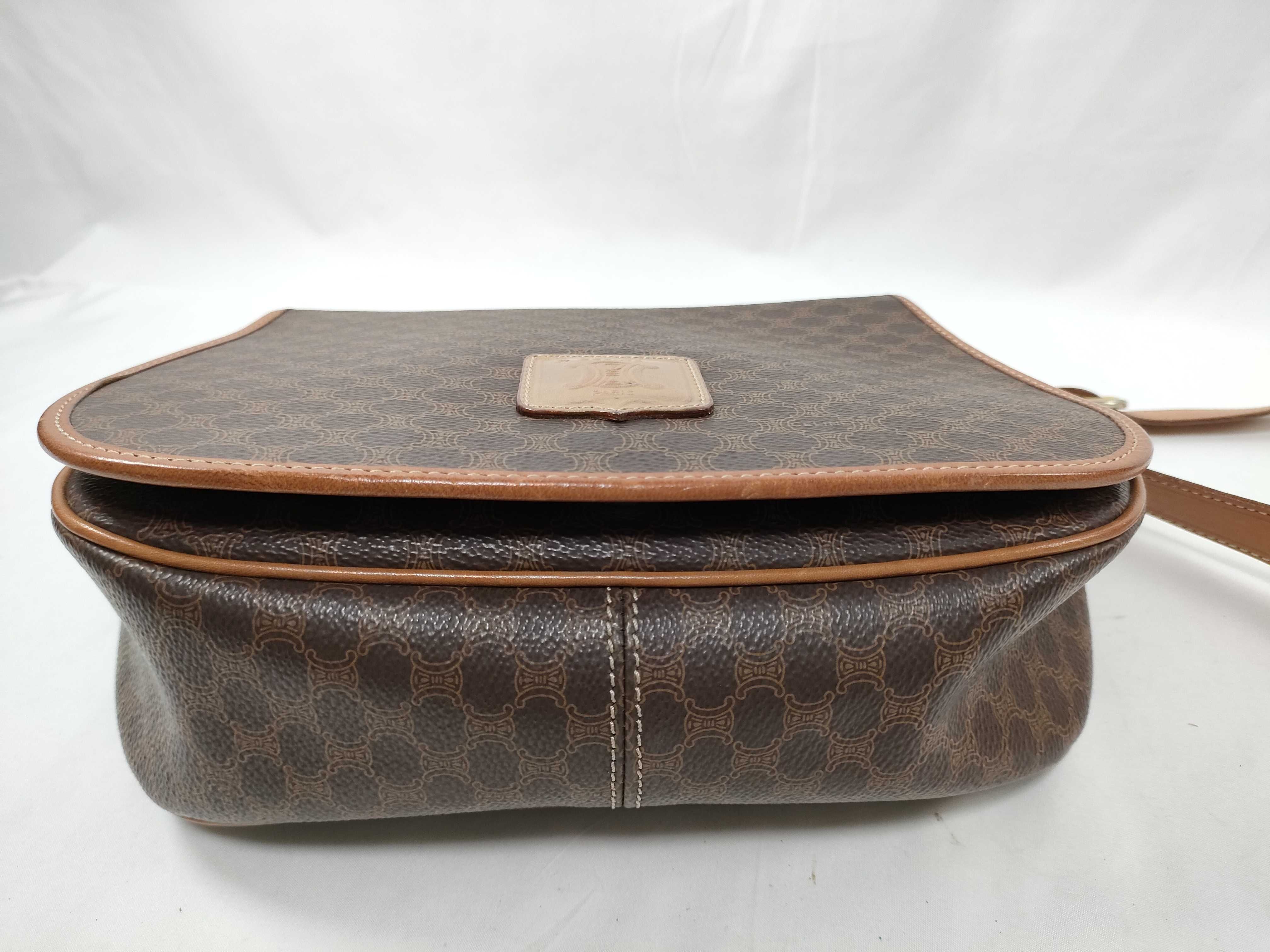 Macadam pattern PVC x leather brown shoulder bag with M14 stamp. — view 6
