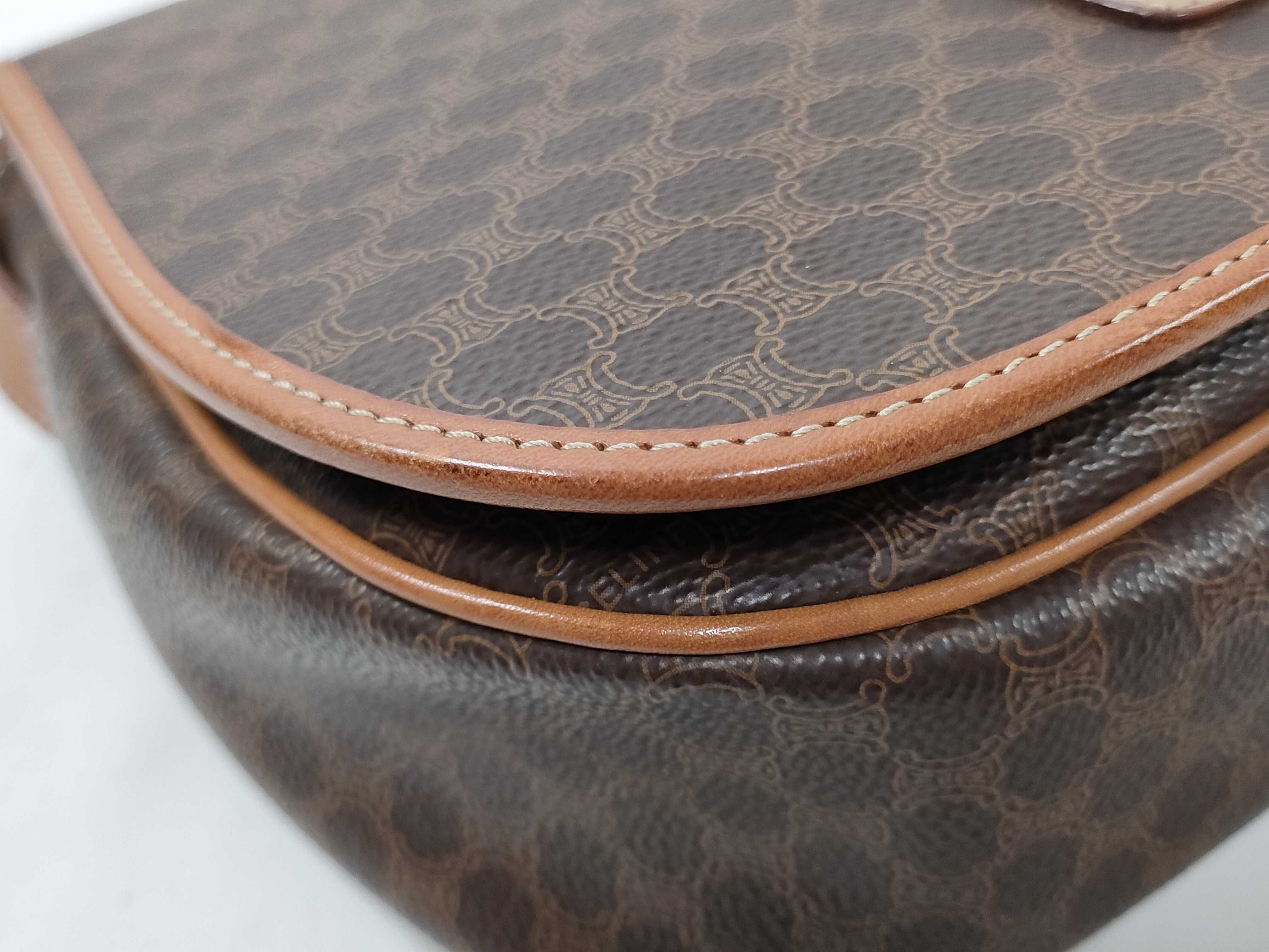 Macadam pattern PVC x leather brown shoulder bag with M14 stamp. — view 7