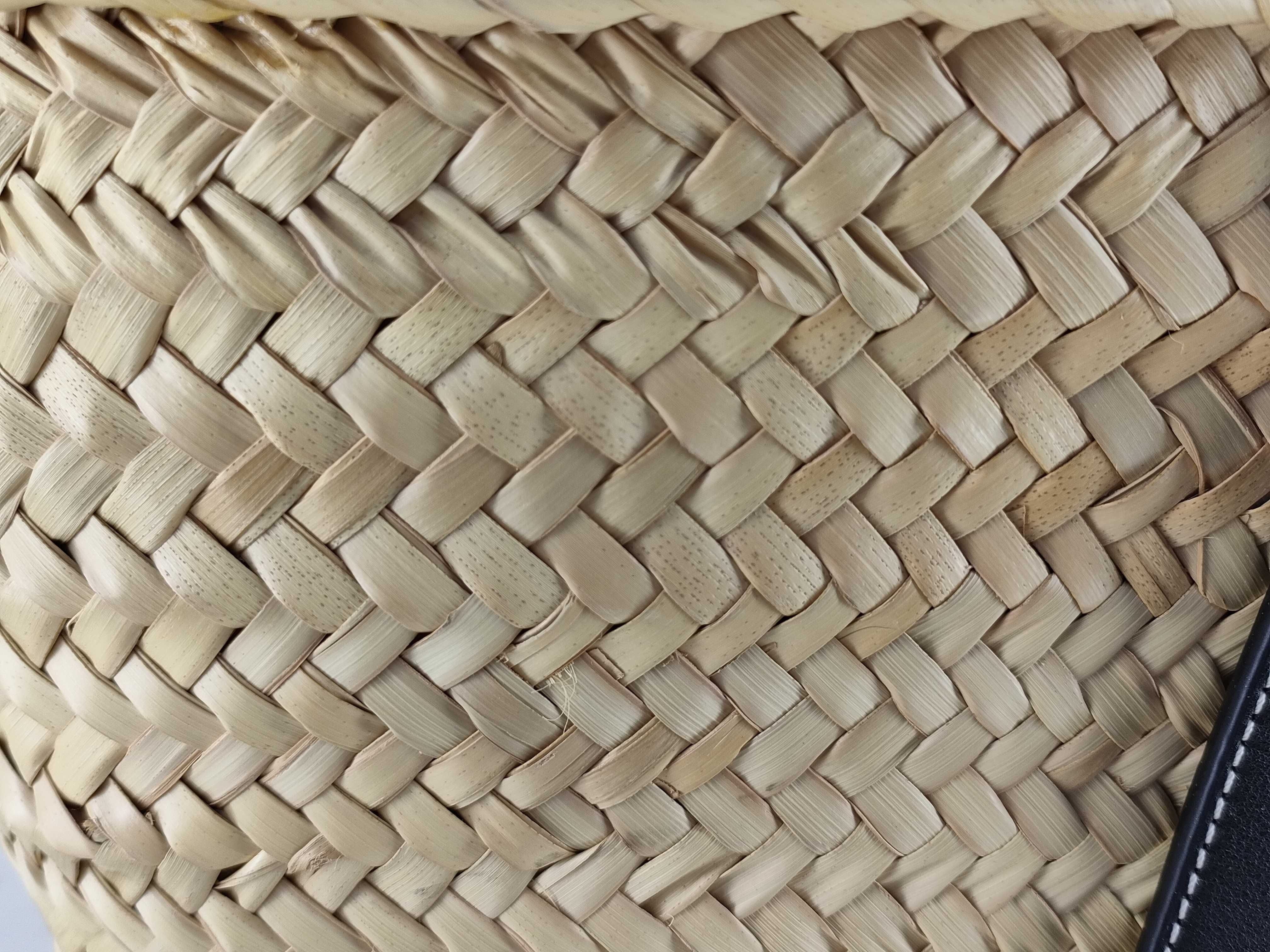 Anagram Basket Large Raffia x Leather Basket Bag Beige x Black Handbag — view 12