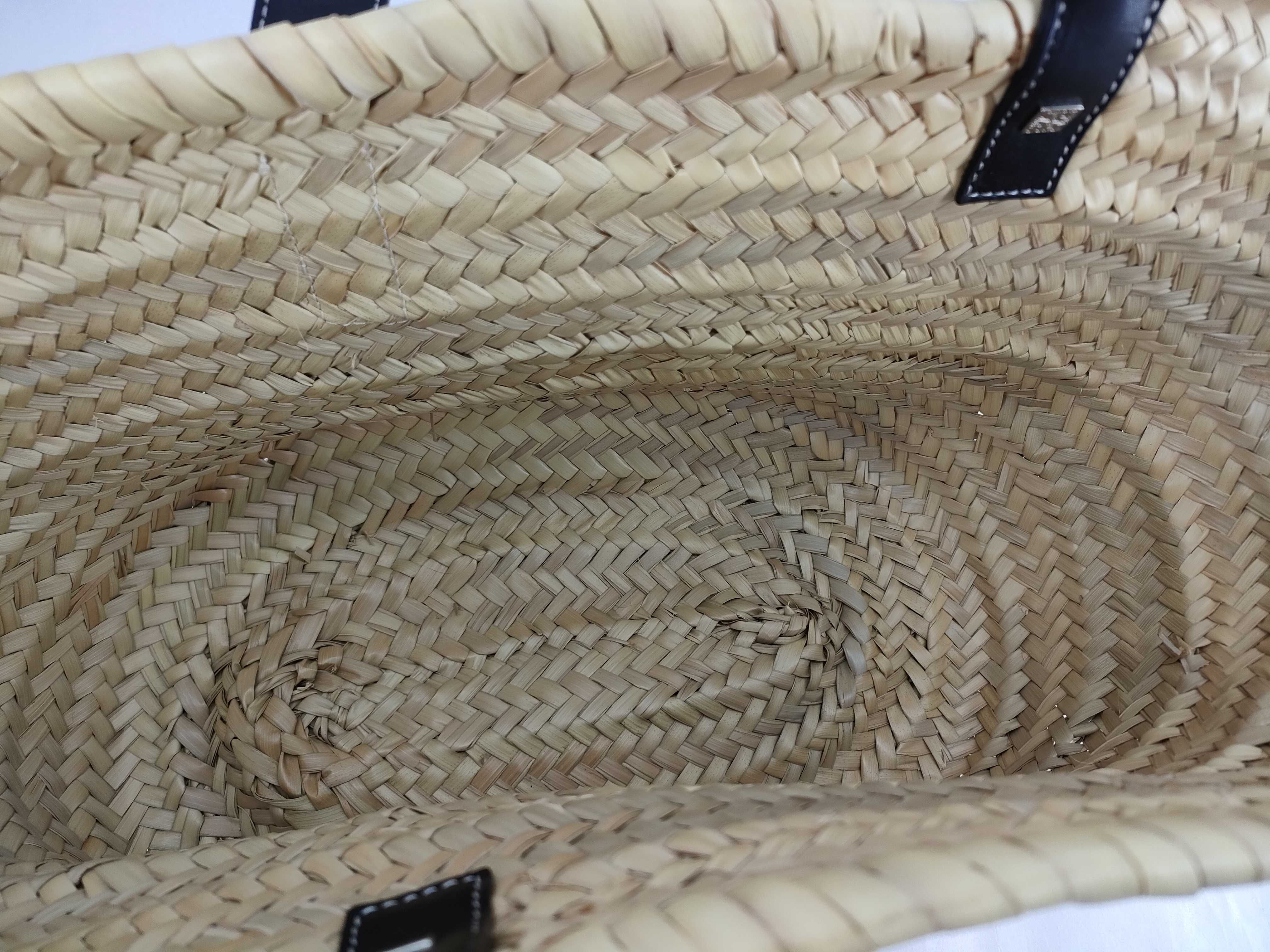 Anagram Basket Large Raffia x Leather Basket Bag Beige x Black Handbag — view 9