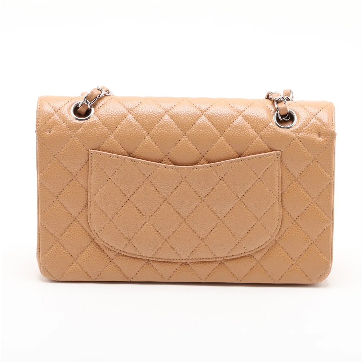 [Individually packaged] Chanel Matelassé 25 Caviar Skin Double Flap Double Chain Bag, Beige, Silver Hardware, 10573718, Serial Number 10-series, A01112 — view 2