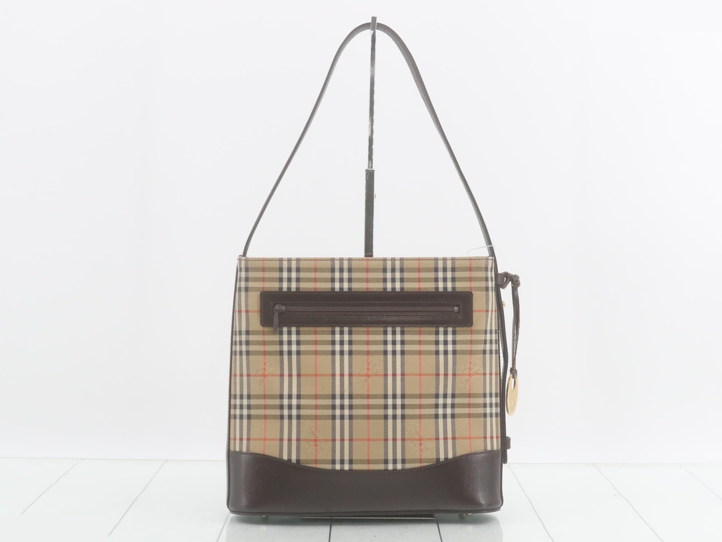 Nova Check One Shoulder Bag Beige Brown Leather — view 2