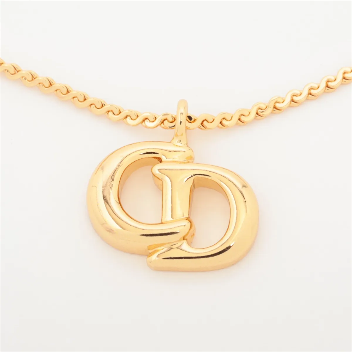 CD logo necklace, GP gold. Shows signs of wear including — view 8
