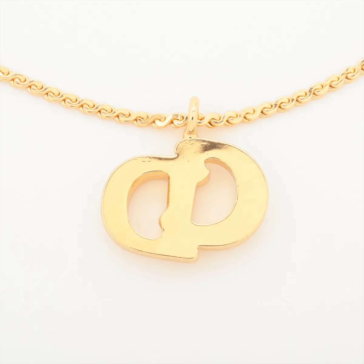 CD logo necklace, GP gold. Shows signs of wear including — view 9