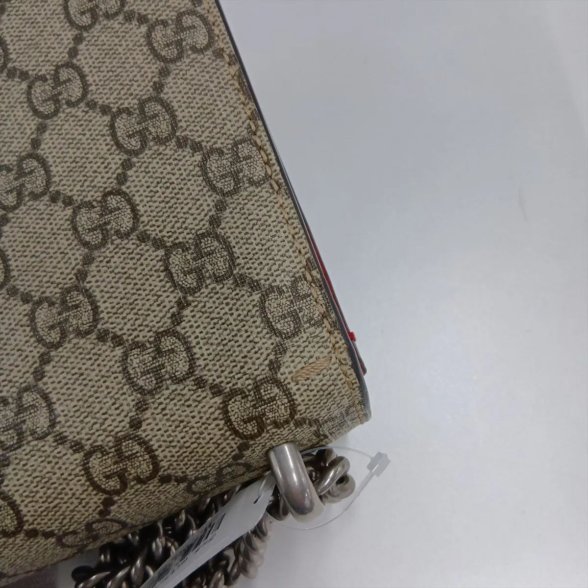 GG Supreme Dionysus 421970 PVC x Leather x Suede Chain Shoulder Bag Beige x Red — view 15