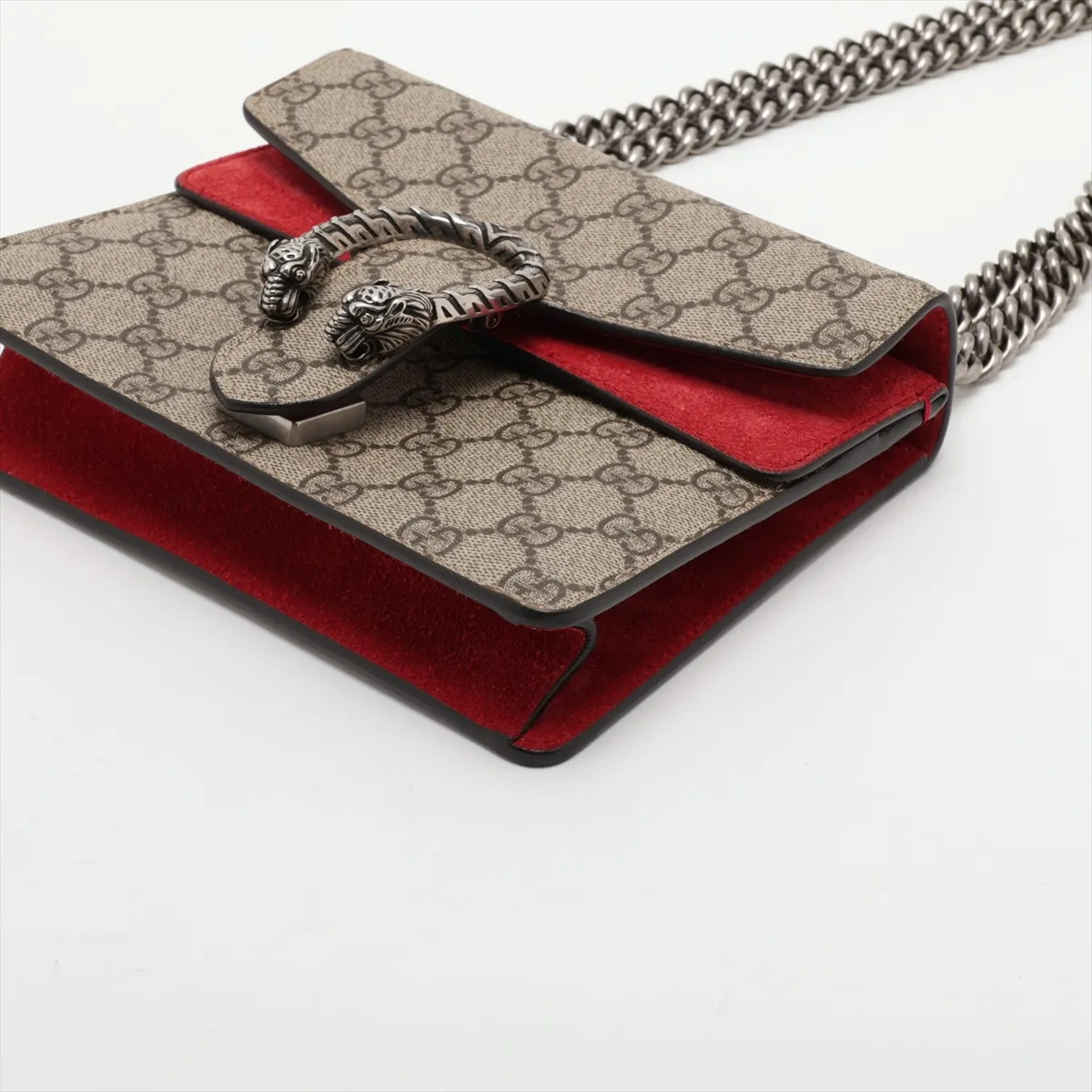 GG Supreme Dionysus 421970 PVC x Leather x Suede Chain Shoulder Bag Beige x Red — view 3
