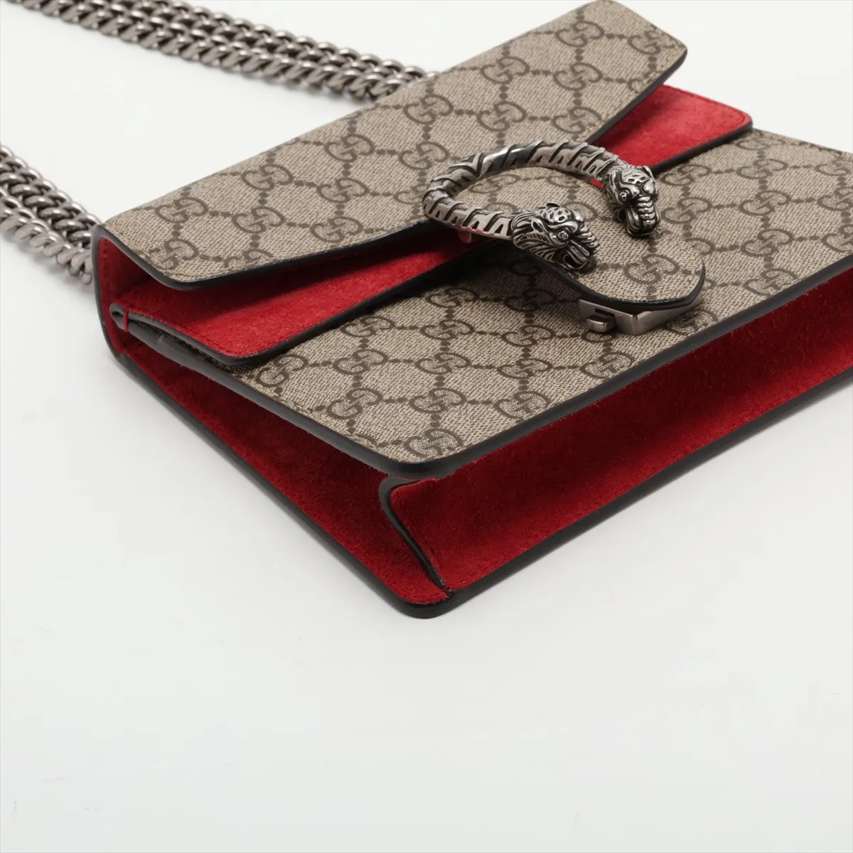 GG Supreme Dionysus 421970 PVC x Leather x Suede Chain Shoulder Bag Beige x Red — view 4