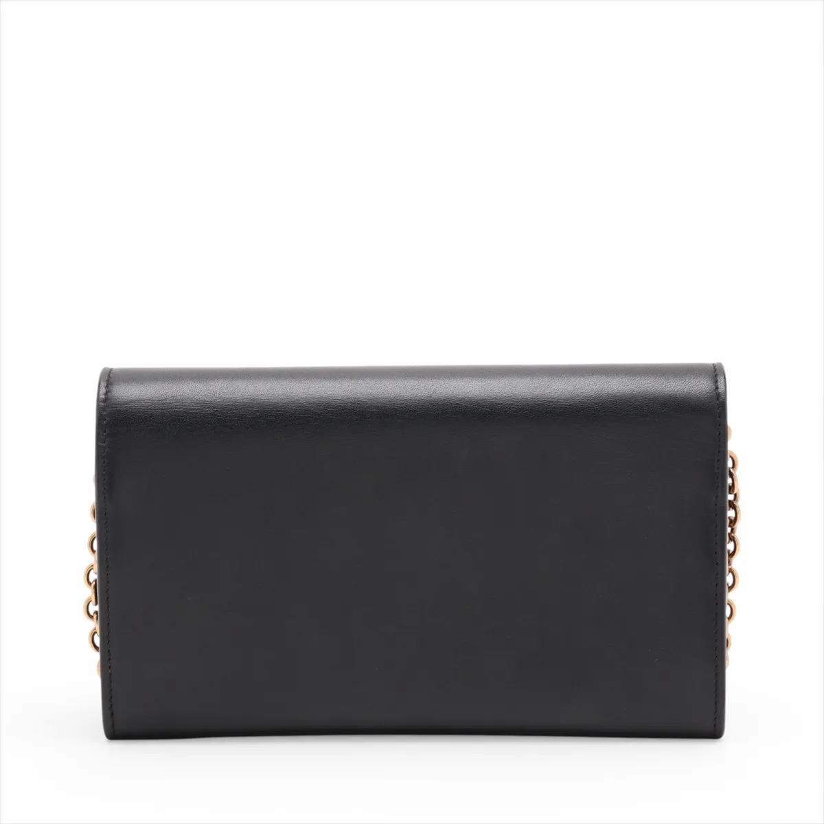Maillon Leather Chain Wallet, Black, 696608 — view 2