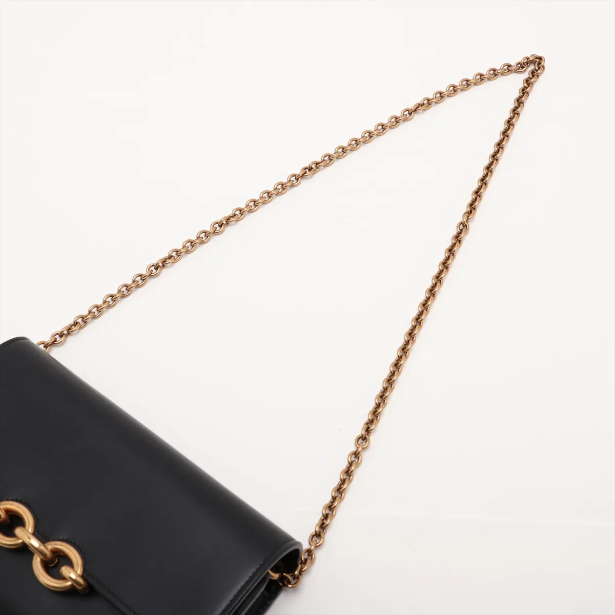 Maillon Leather Chain Wallet, Black, 696608 — view 5