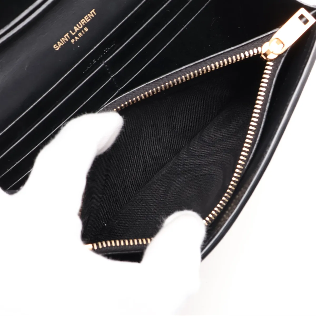 Maillon Leather Chain Wallet, Black, 696608 — view 7