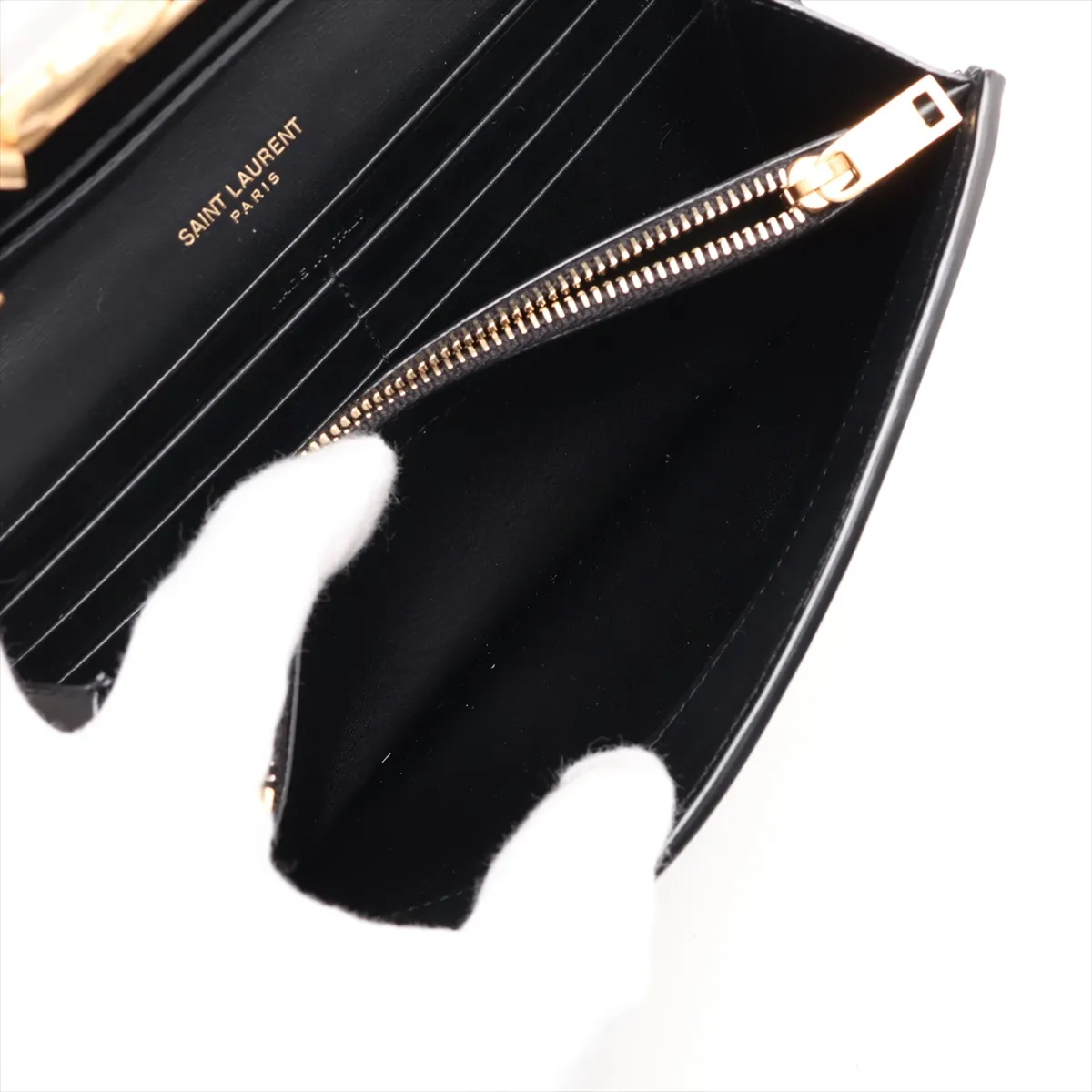 Maillon Leather Chain Wallet, Black, 696608 — view 8