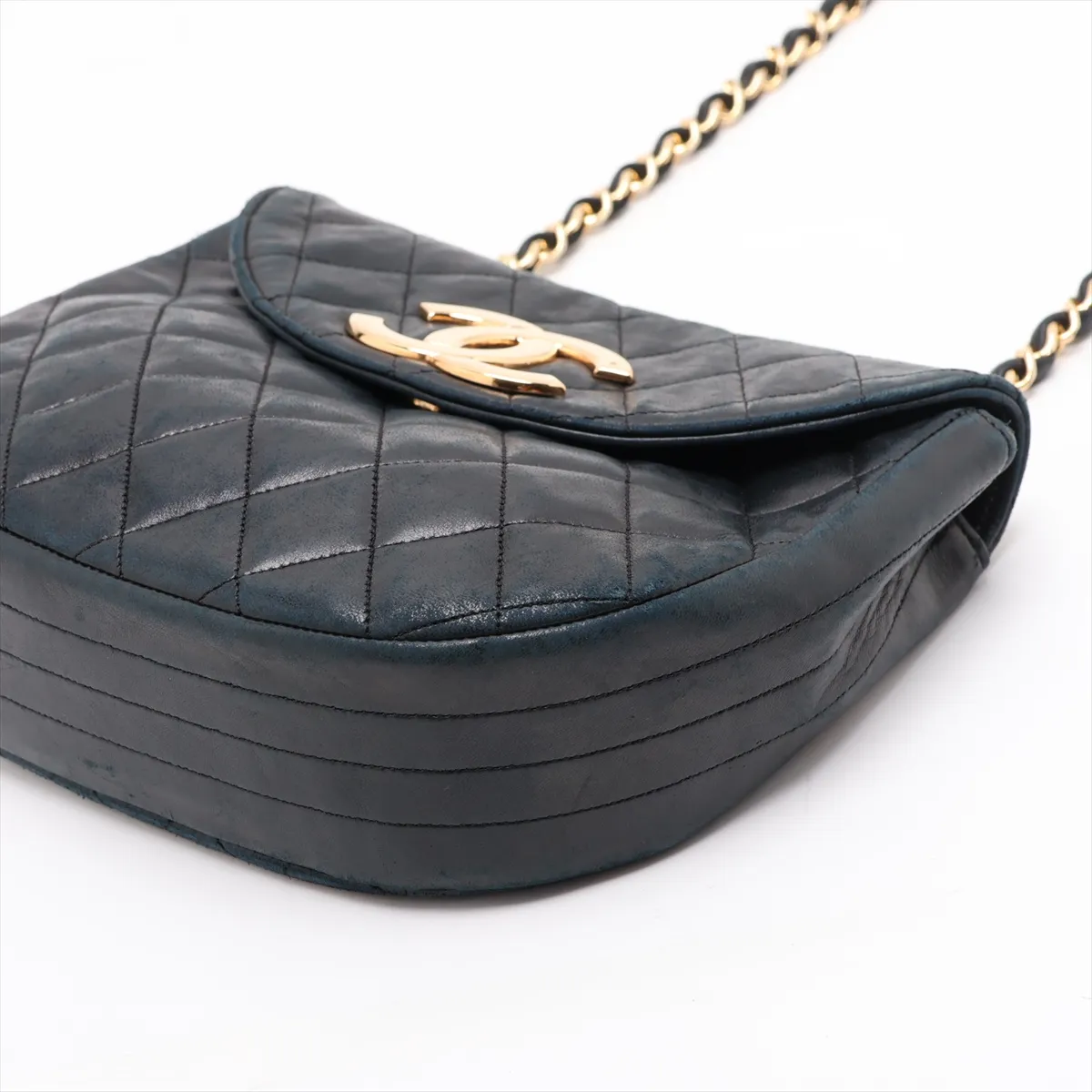 Matelassé Lambskin Single Flap Single Chain Bag, Push Lock, Black with Gold Hardware, 0980299 (Serial Number in the 0s) — view 3
