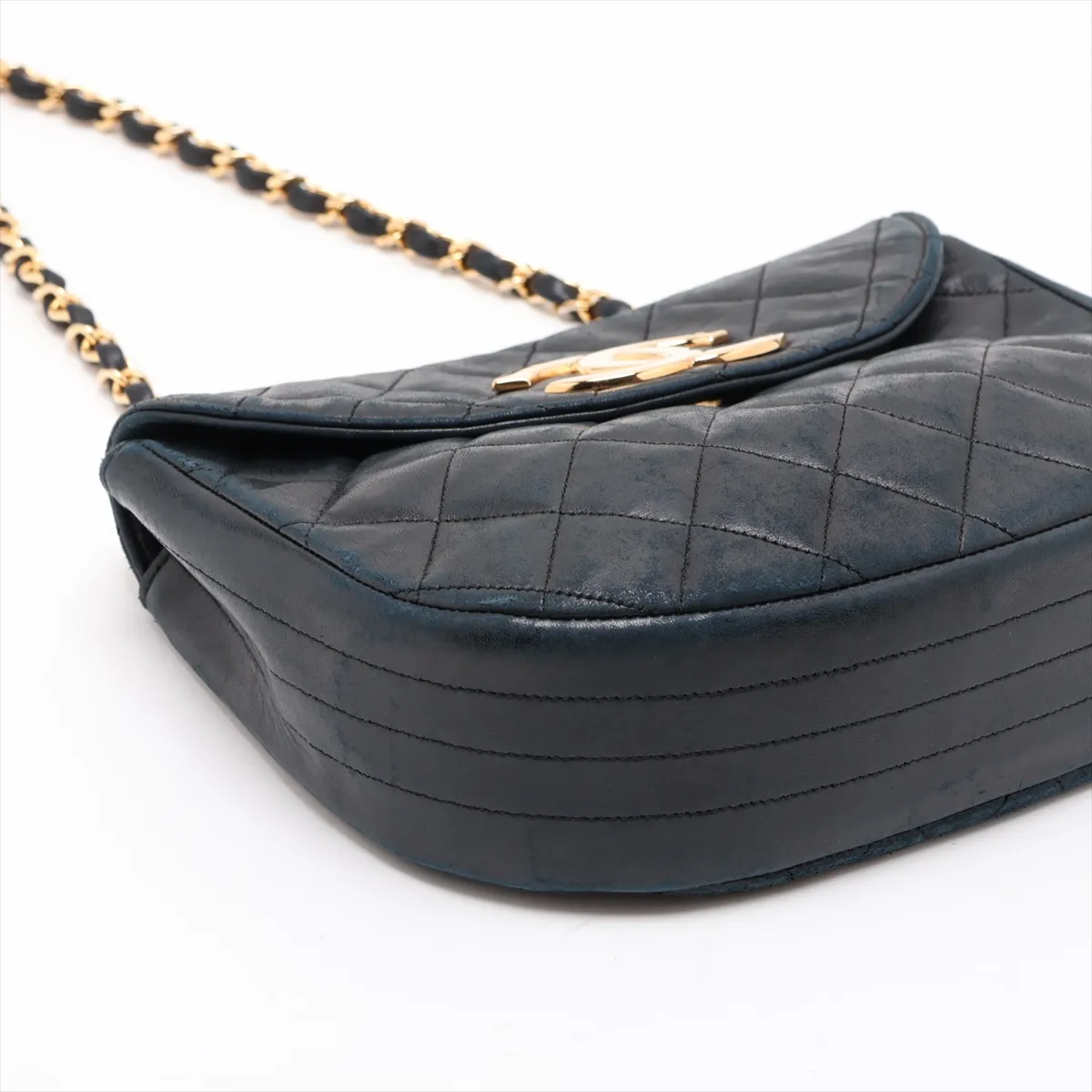 Matelassé Lambskin Single Flap Single Chain Bag, Push Lock, Black with Gold Hardware, 0980299 (Serial Number in the 0s) — view 4