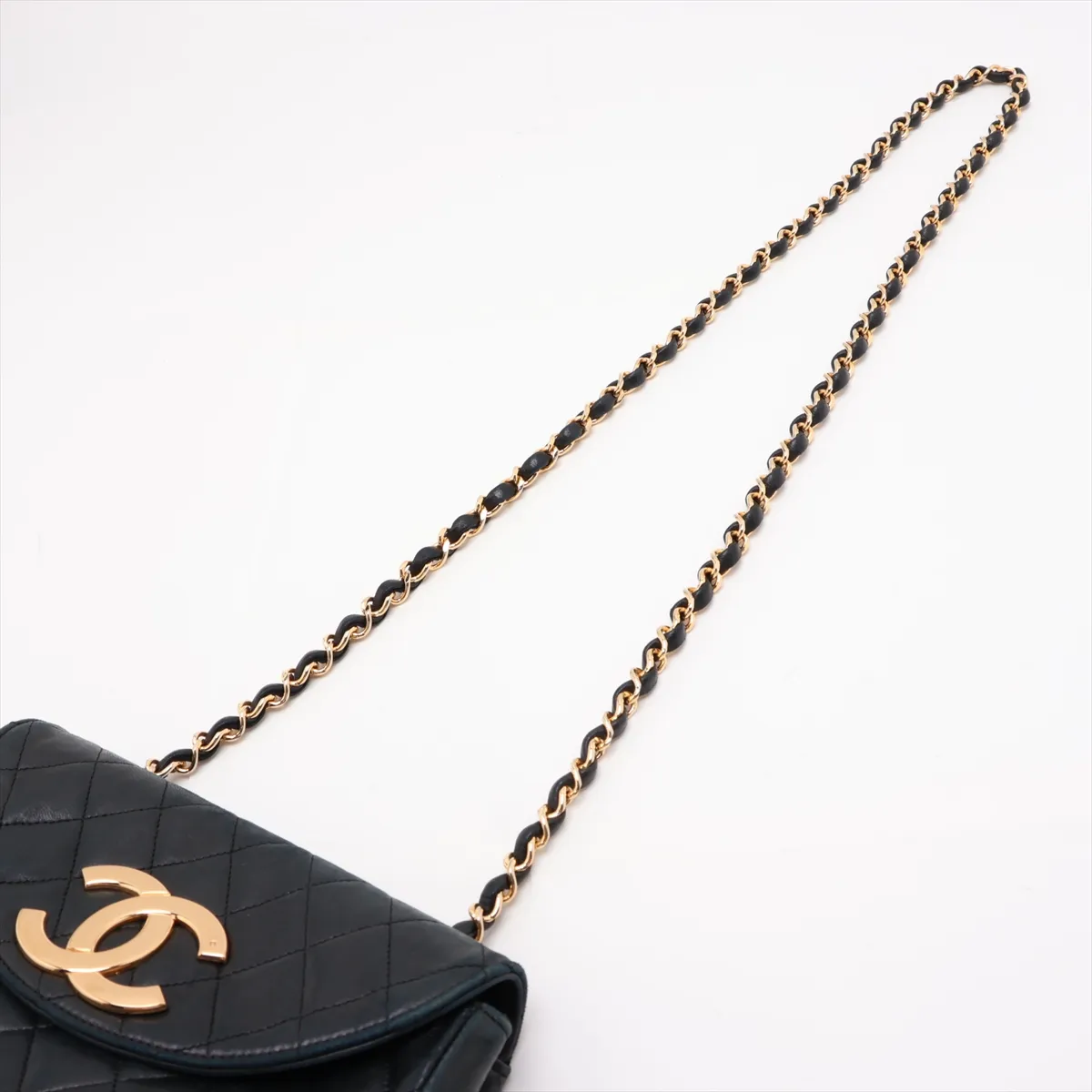 Matelassé Lambskin Single Flap Single Chain Bag, Push Lock, Black with Gold Hardware, 0980299 (Serial Number in the 0s) — view 5