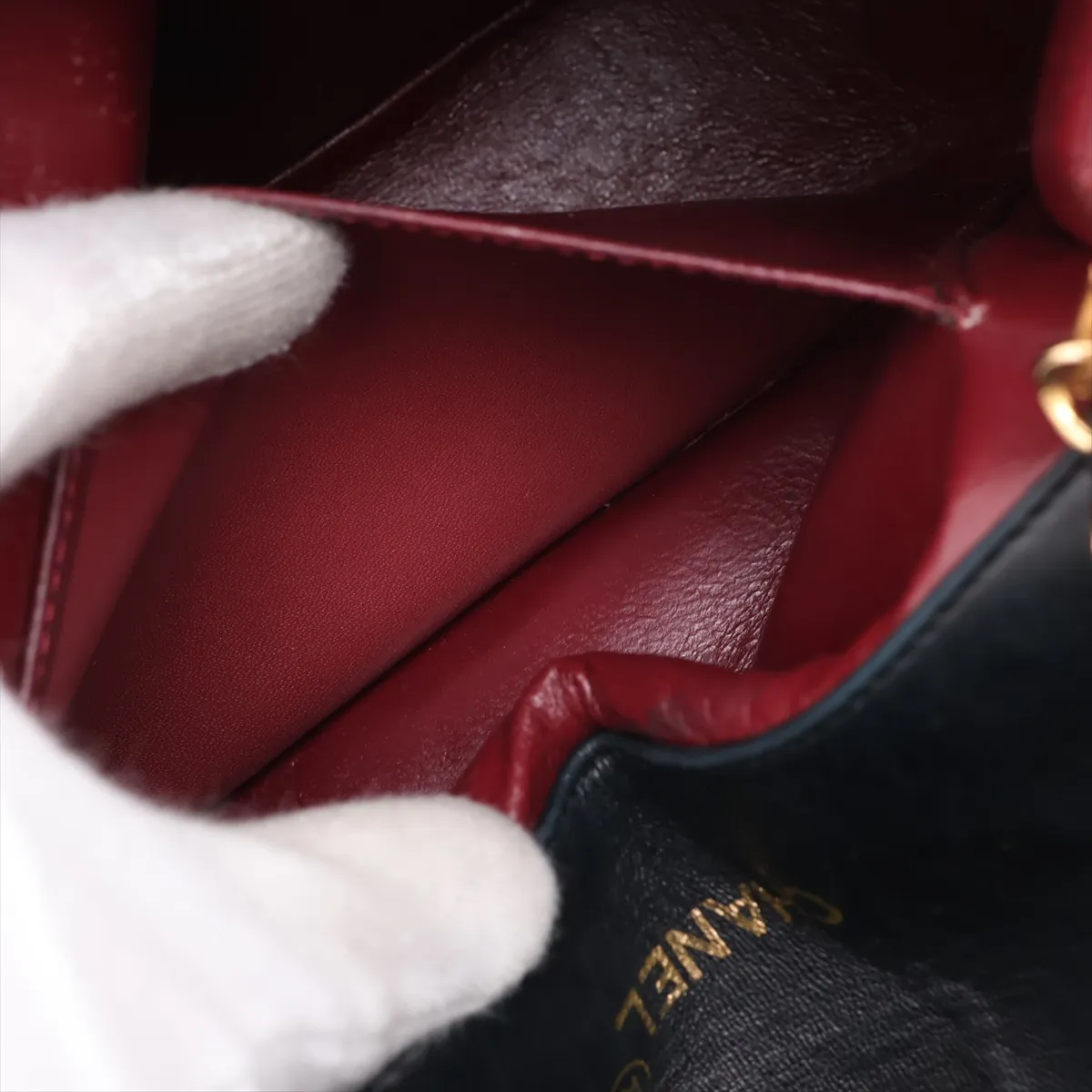 Matelassé Lambskin Single Flap Single Chain Bag, Push Lock, Black with Gold Hardware, 0980299 (Serial Number in the 0s) — view 7