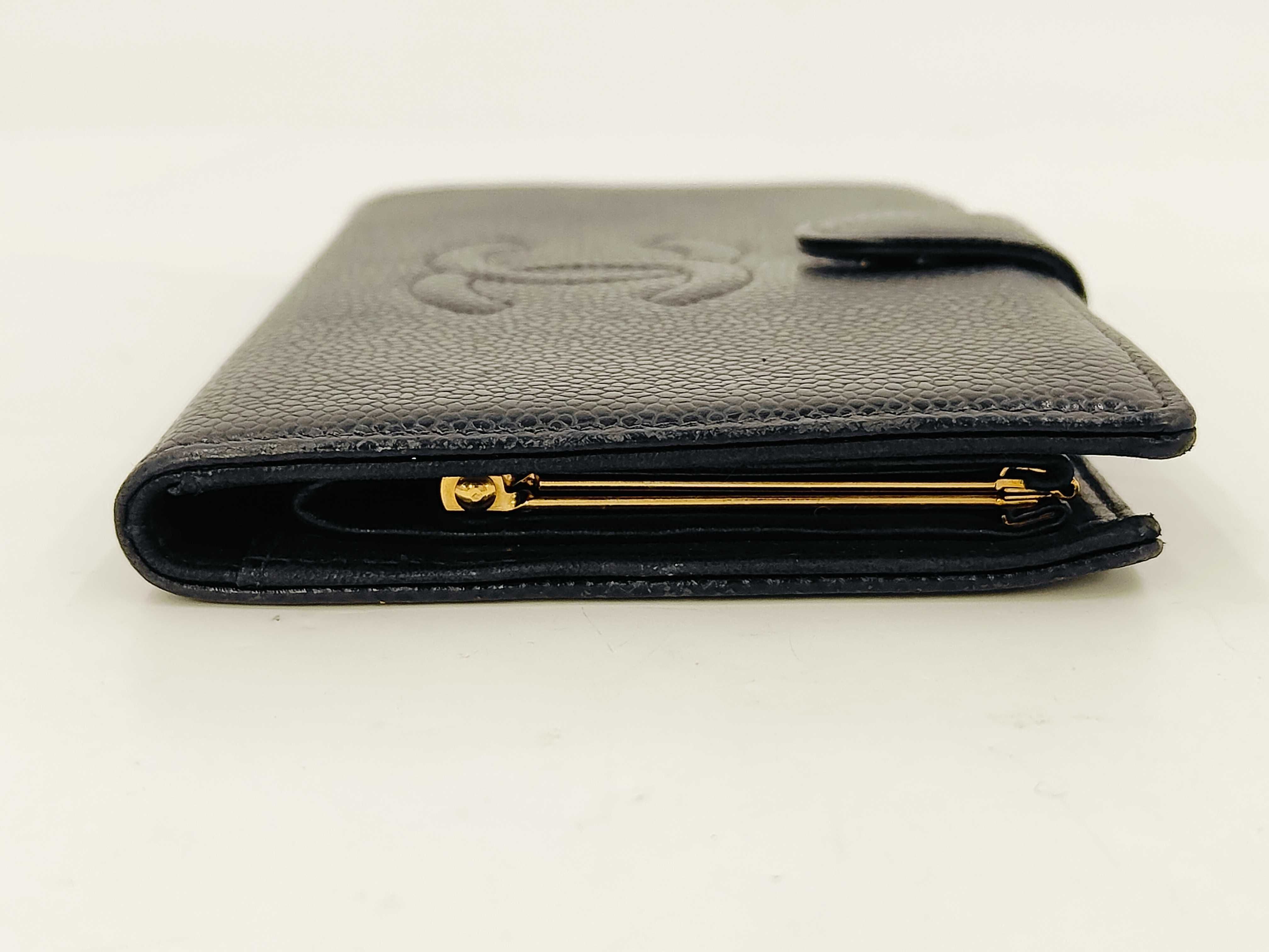 Caviar Leather Bi-fold Wallet, Black, Seal 6558293 — view 4