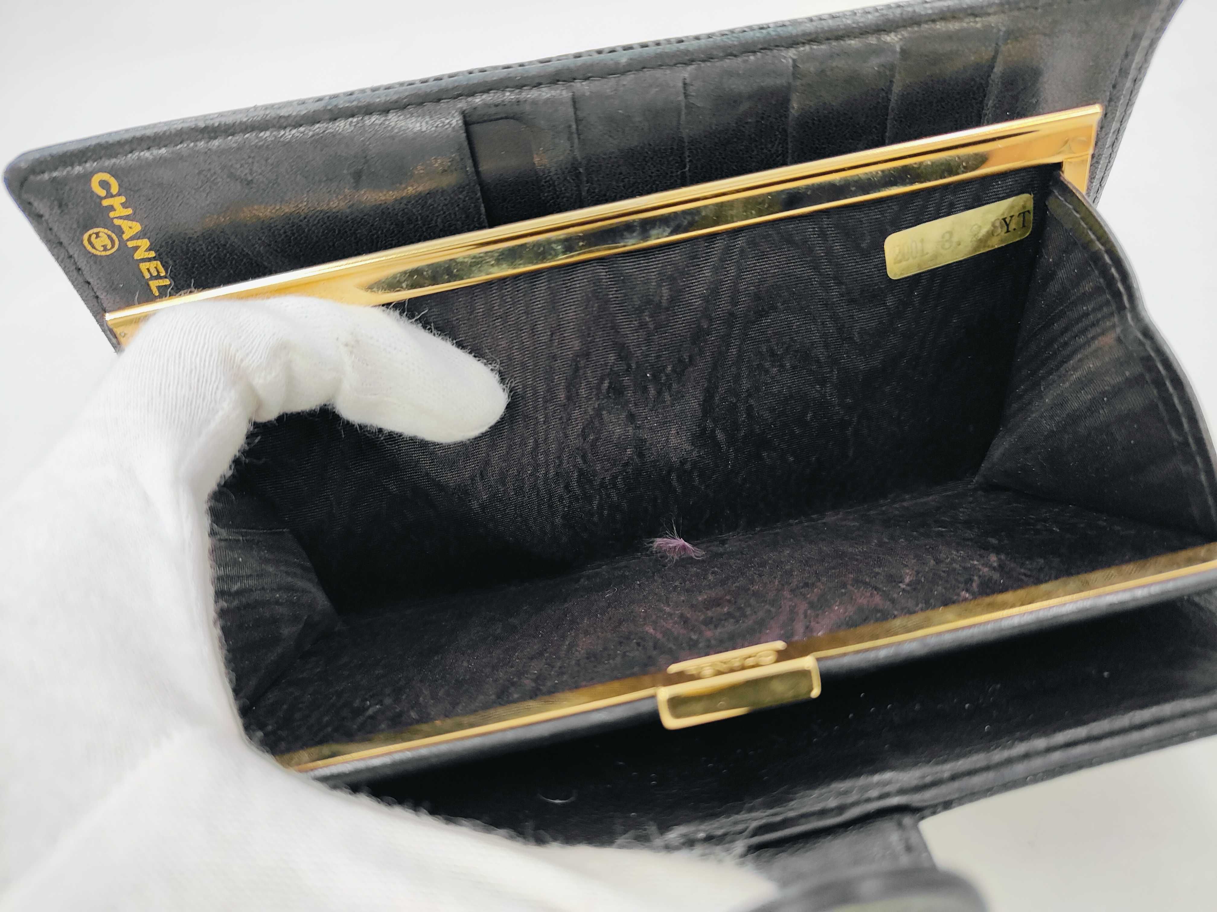 Caviar Leather Bi-fold Wallet, Black, Seal 6558293 — view 9