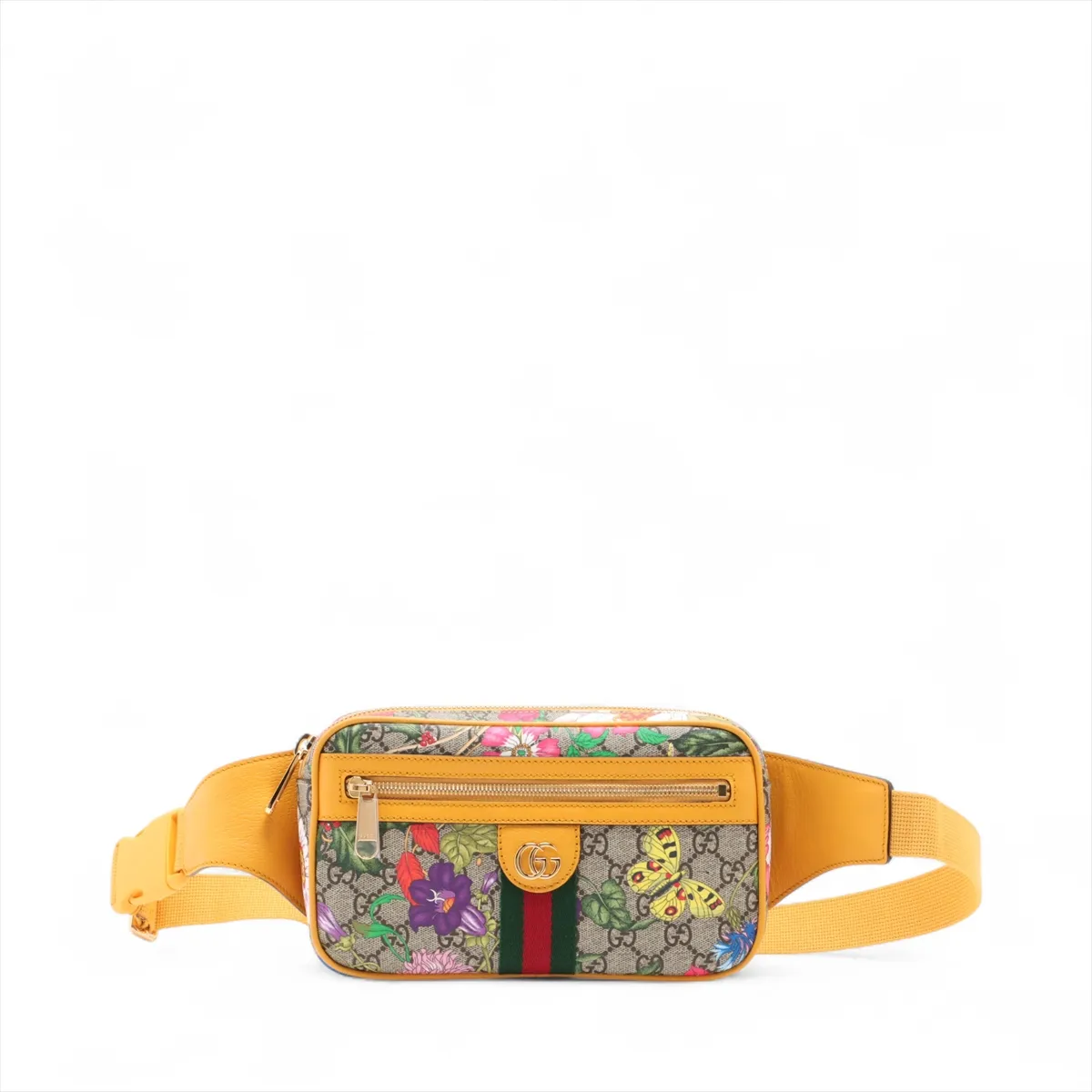 GG Flora Ophidia PVC x Leather Body Bag, Yellow, 574796