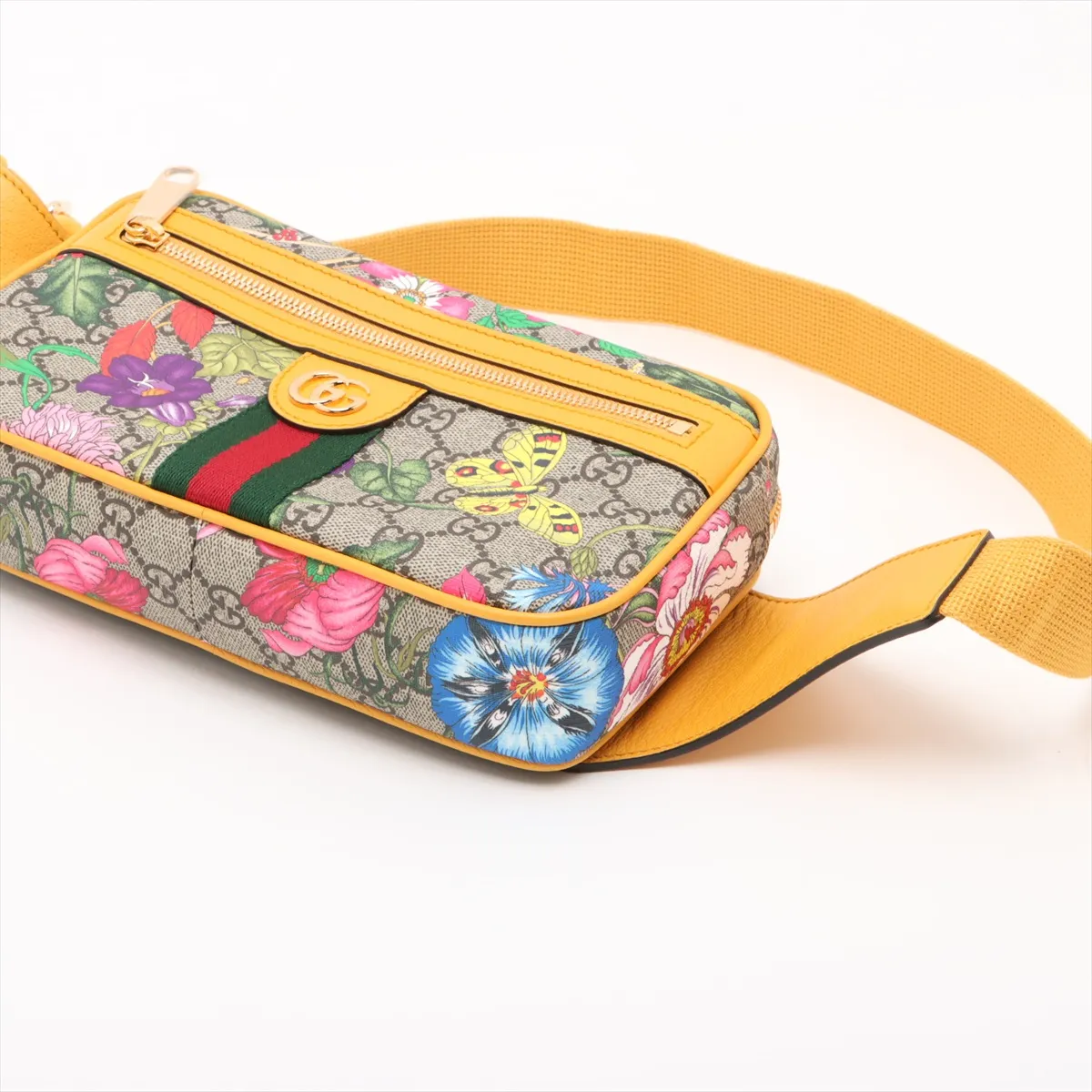 GG Flora Ophidia PVC x Leather Body Bag, Yellow, 574796 — view 3