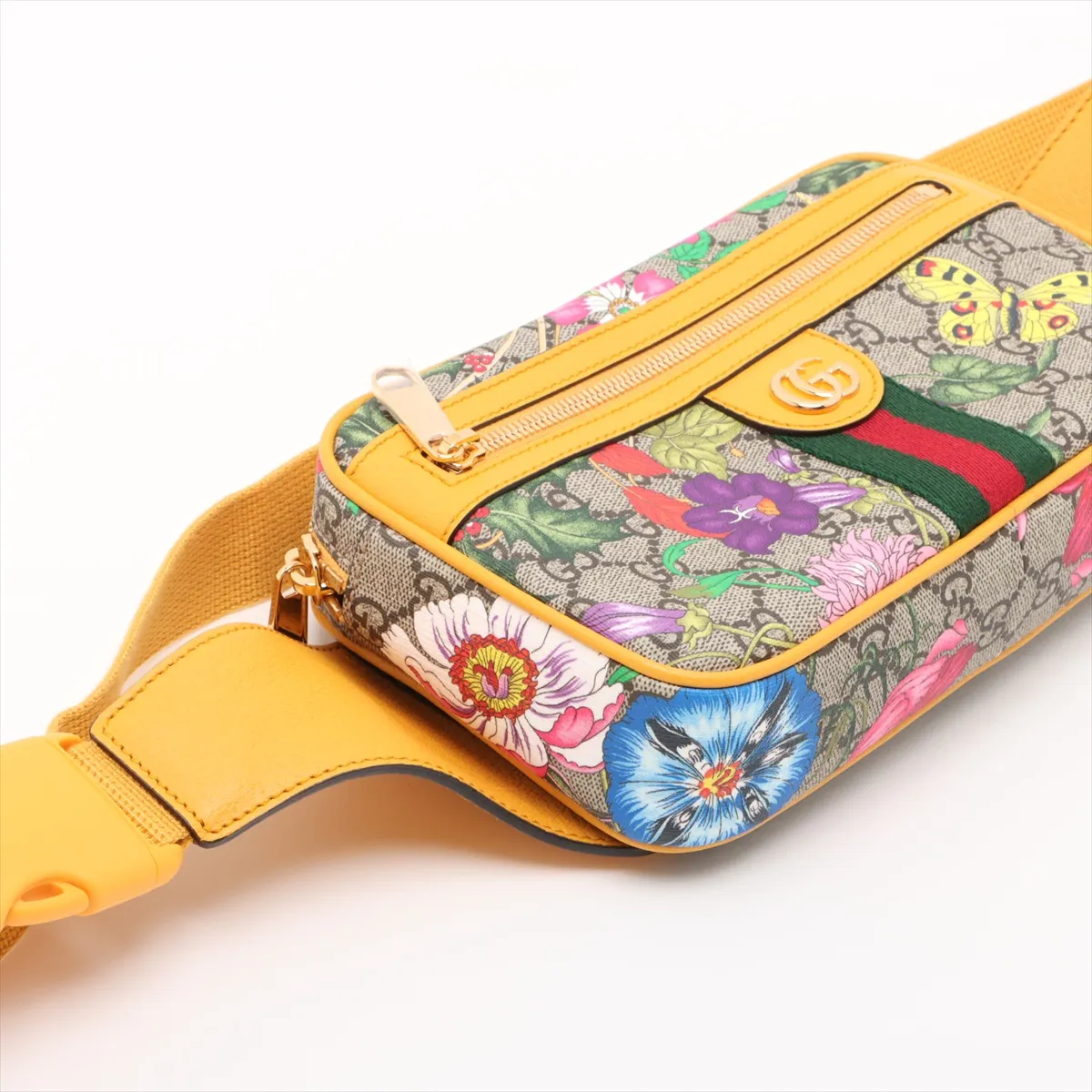 GG Flora Ophidia PVC x Leather Body Bag, Yellow, 574796 — view 4