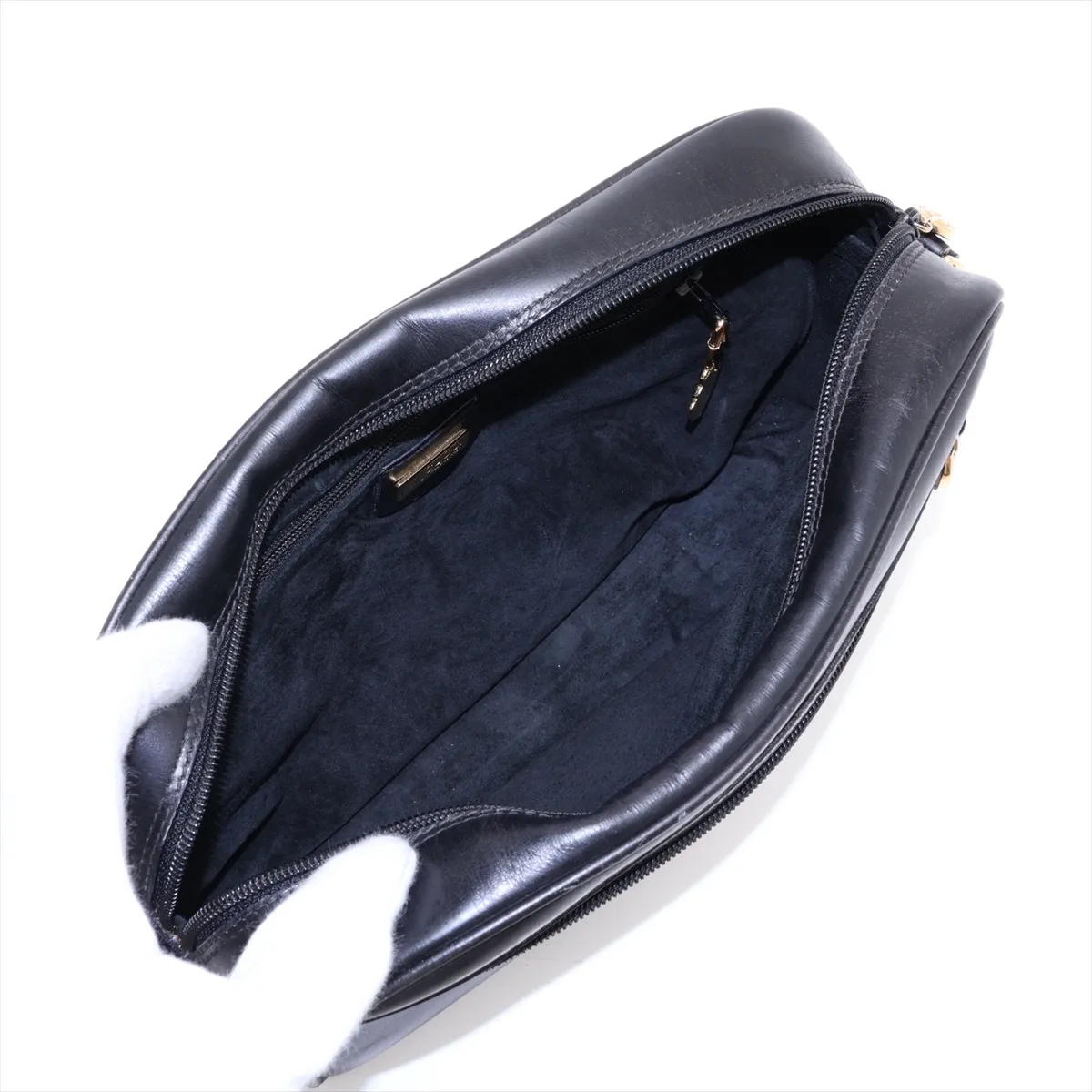 Sherry Line Leather Shoulder Bag, Black — view 6