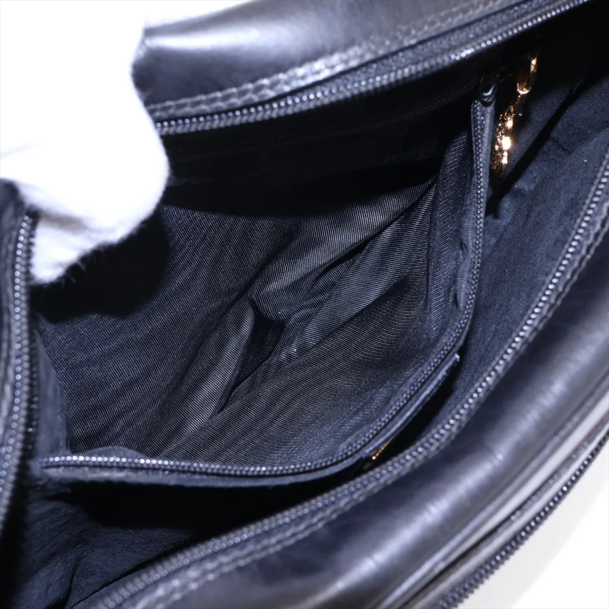 Sherry Line Leather Shoulder Bag, Black — view 7