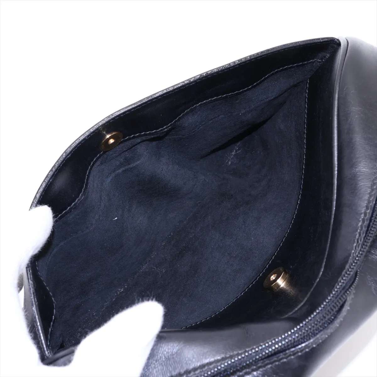 Sherry Line Leather Shoulder Bag, Black — view 8