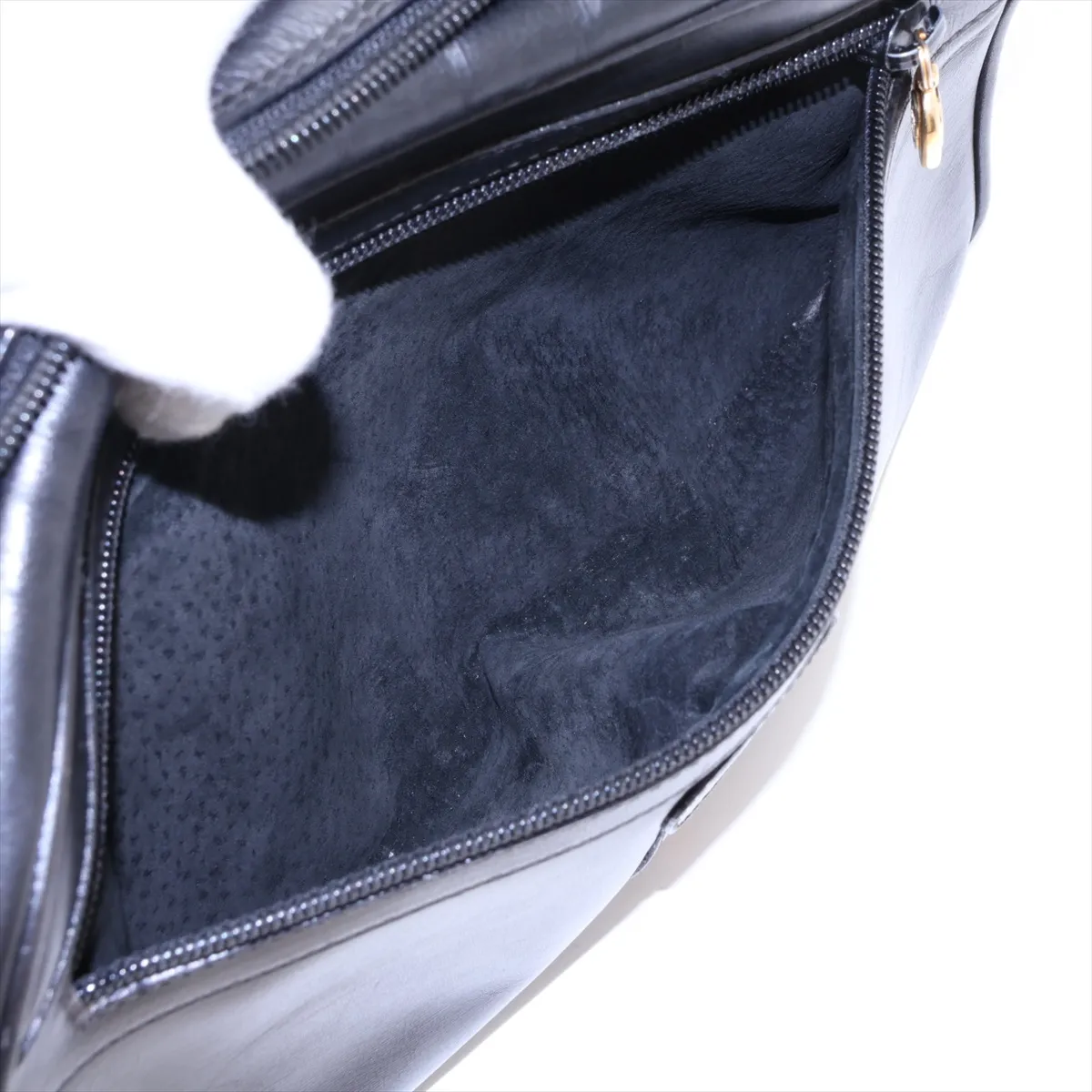 Sherry Line Leather Shoulder Bag, Black — view 9